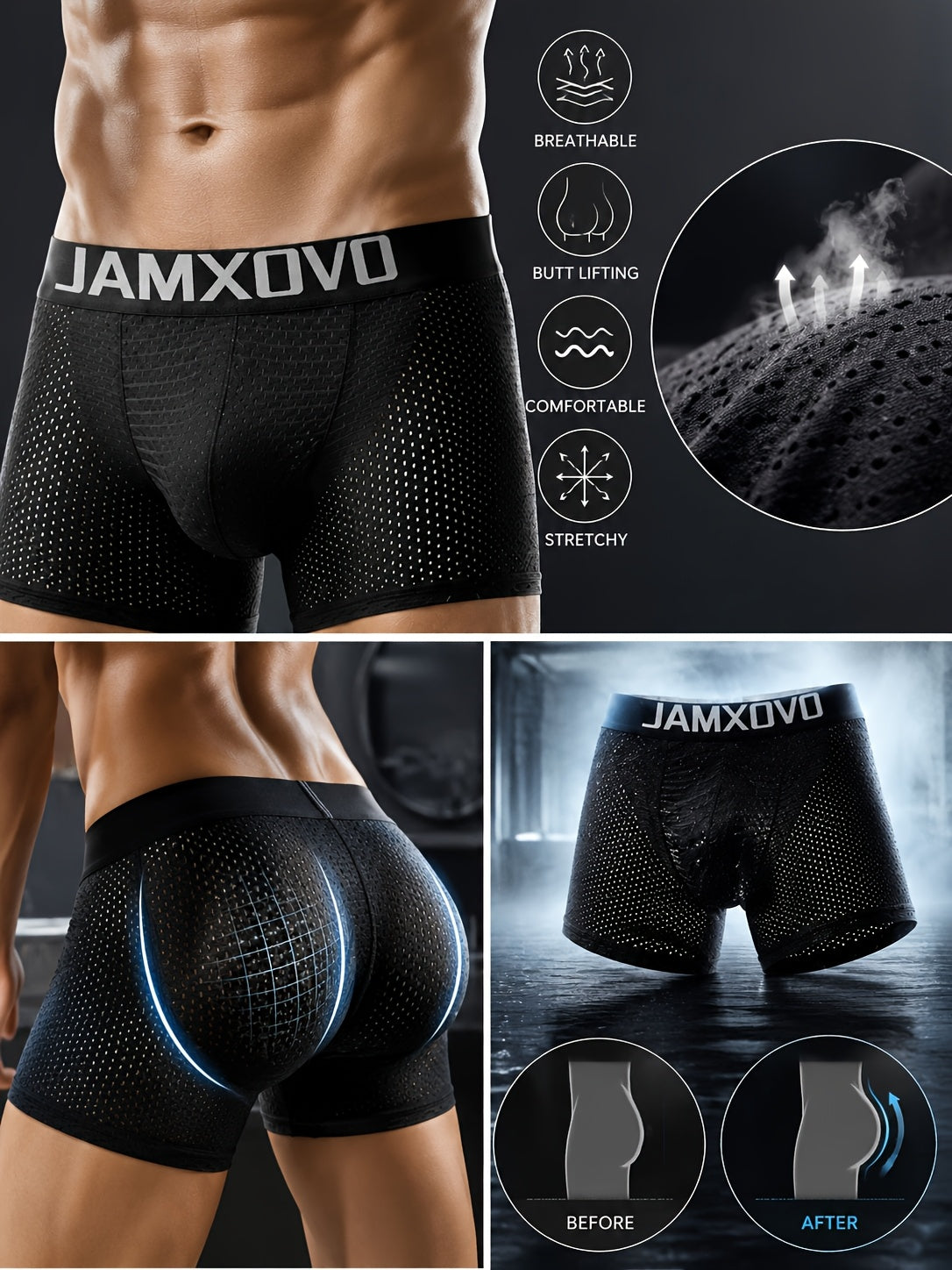 Boxer de sport séchage rapide microfibre homme — lot de 2, uni — vue 11