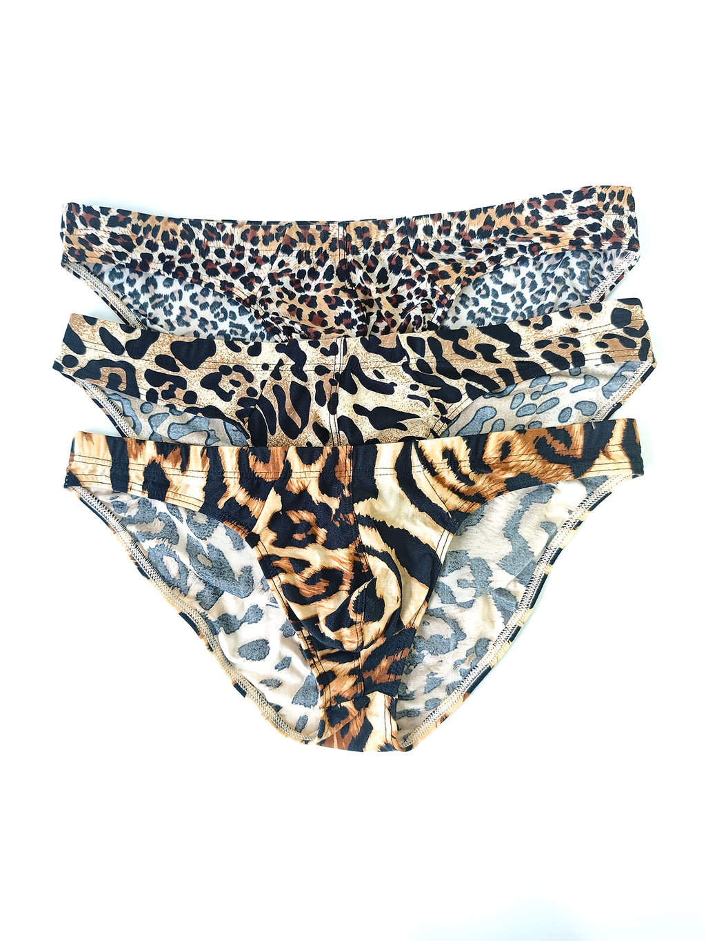Slip microfibre homme — lot de 3, imprimé tigre + pois léopard + floral