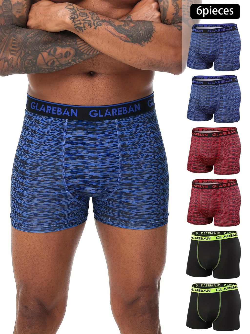 Boxer de sport microfibre homme — lot de 6, assortiment S