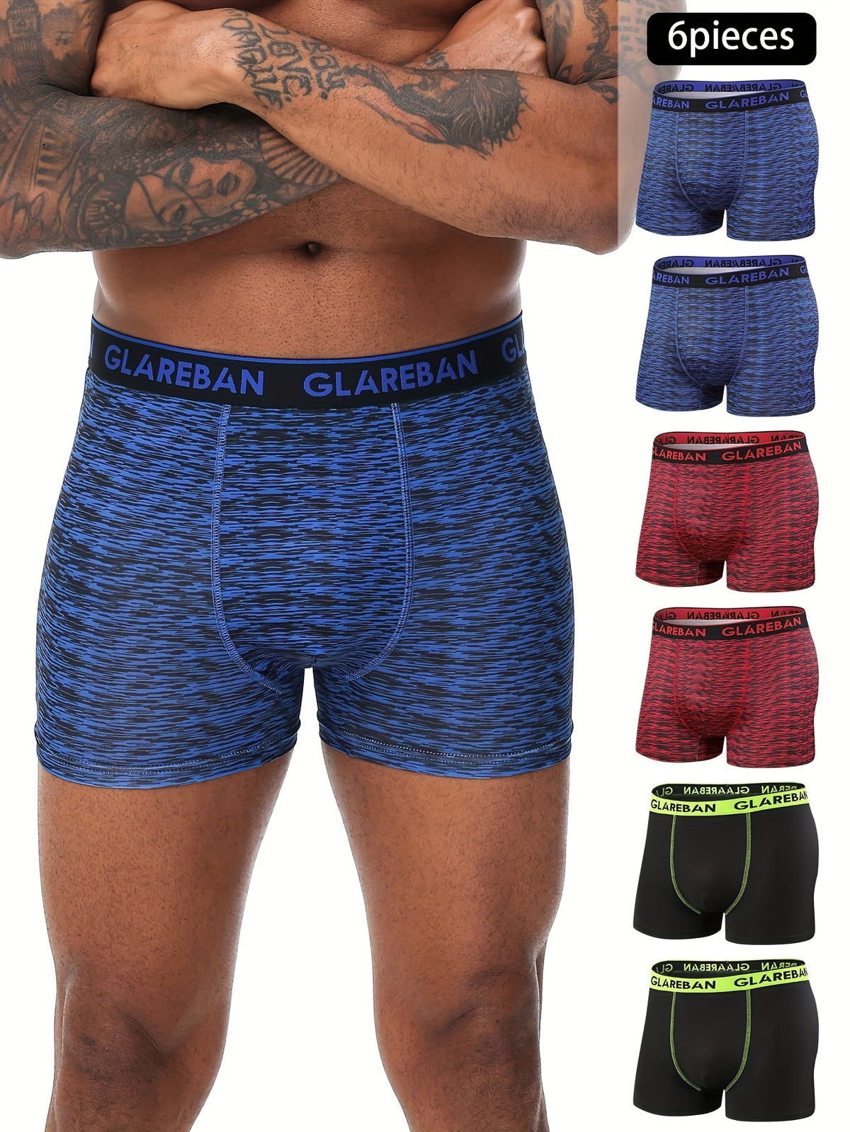 Boxer de sport microfibre homme — lot de 6, assortiment S