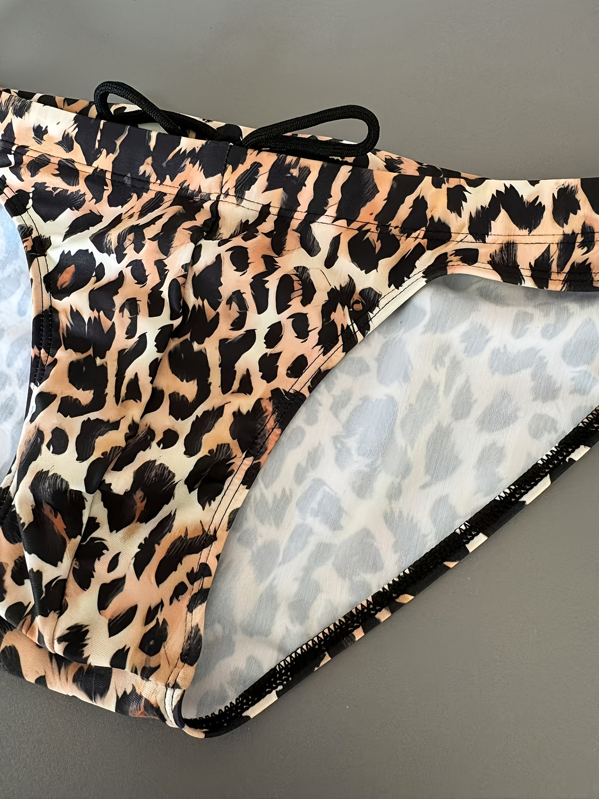 Slip de sport séchage rapide microfibre homme, imprimé léopard