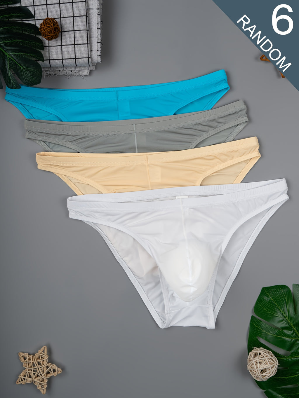 Slip séchage rapide respirant microfibre homme — lot de 6, uni, du S au XXL (modèle 2)