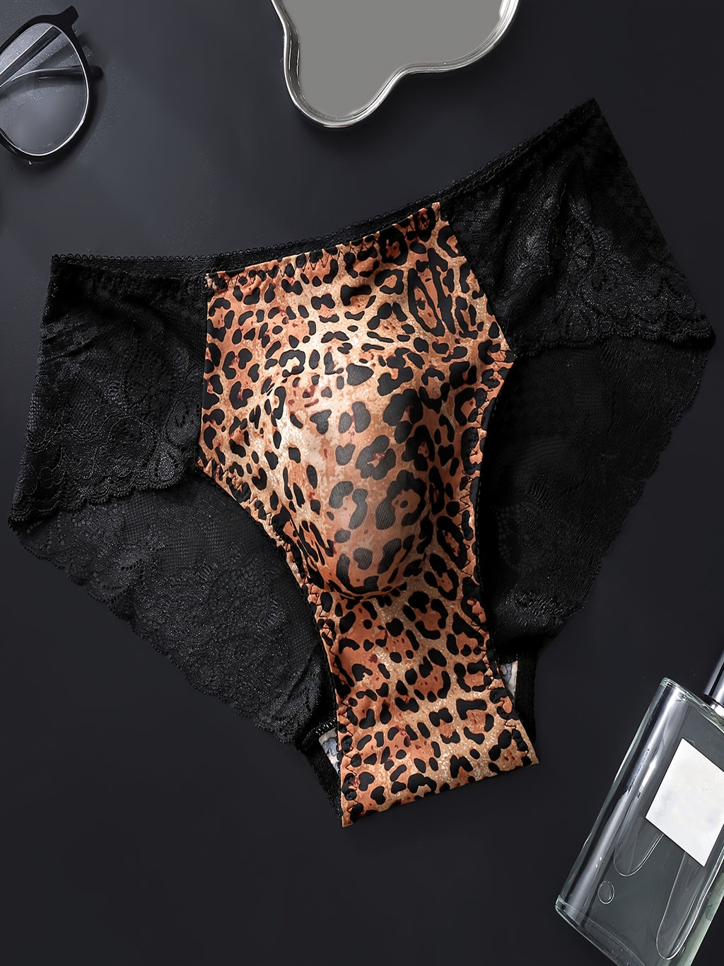 Slip sans couture taille basse microfibre homme, imprimé léopard doré