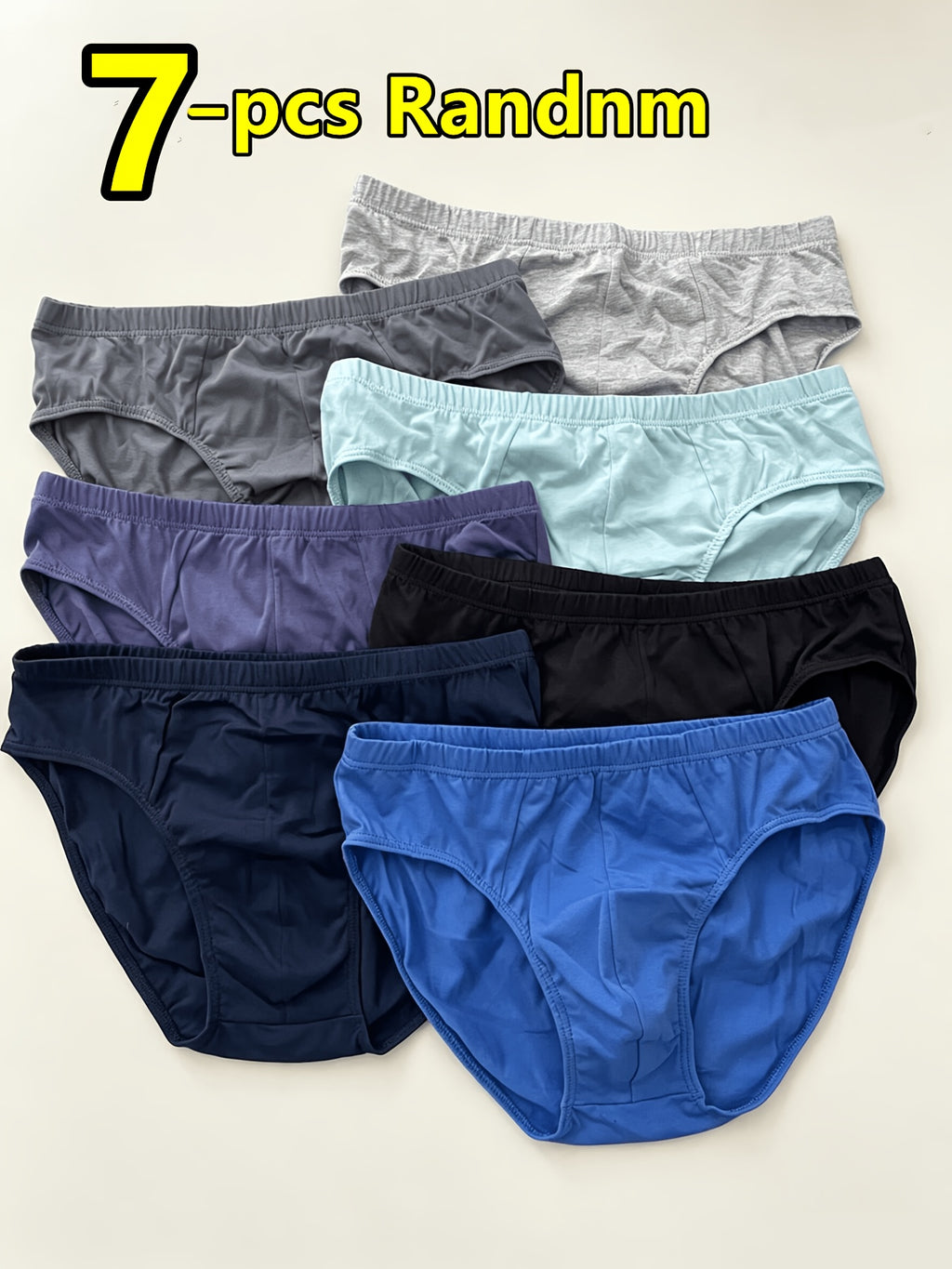 Slip large grande taille coton homme — lot de 7, uni