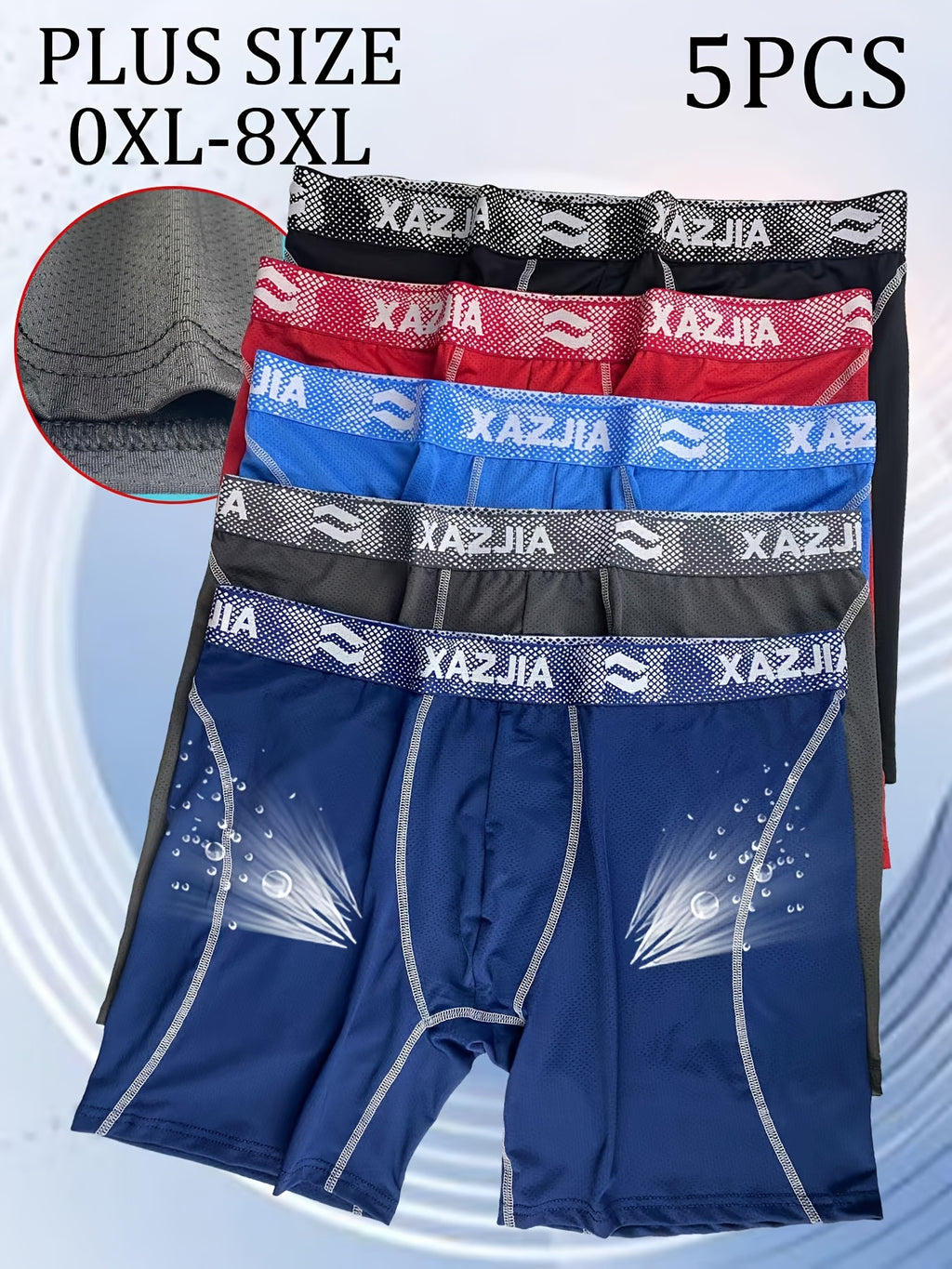 Slip long grande taille microfibre homme — lot de 5, uni