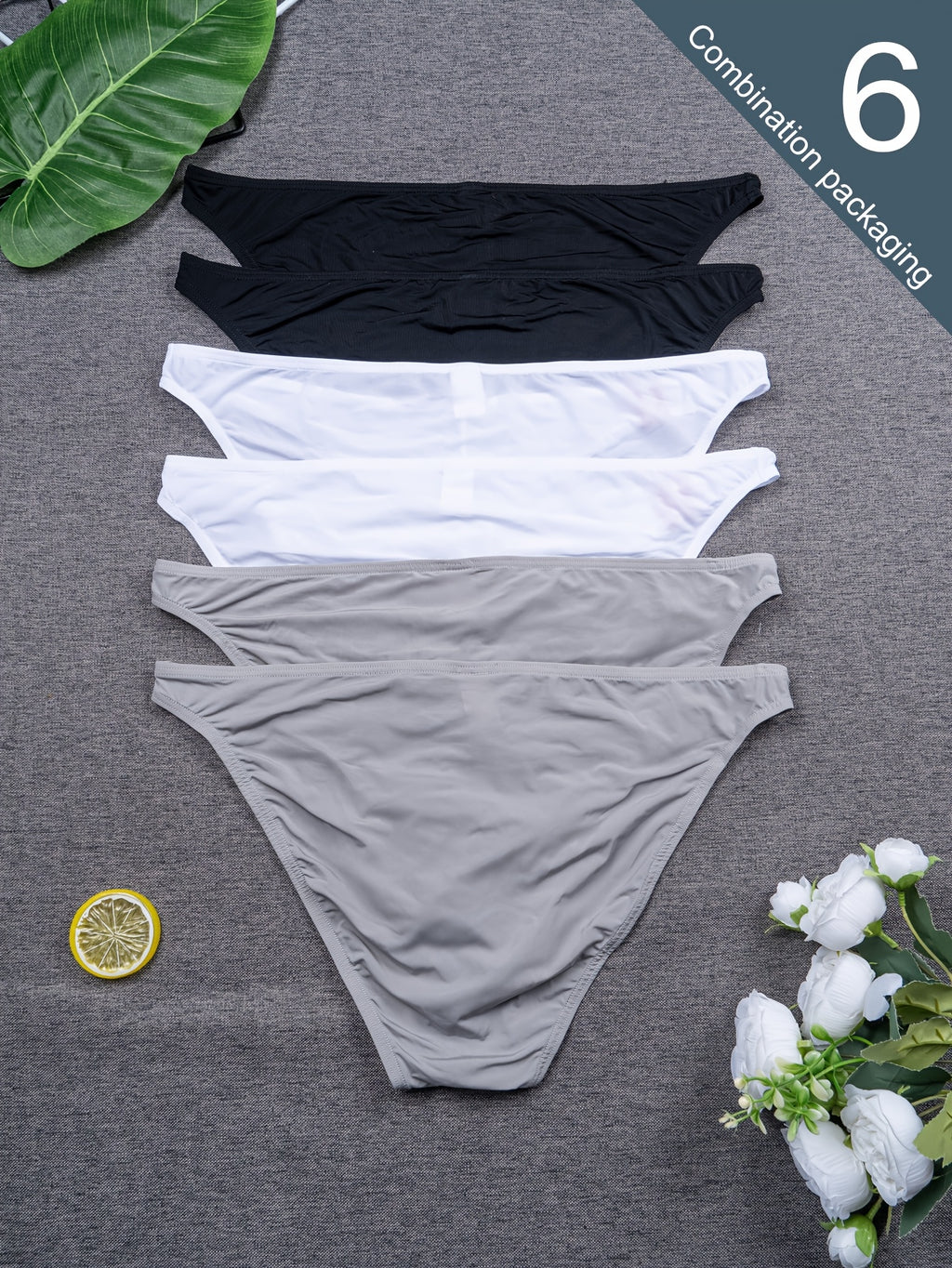 Slip séchage rapide respirant microfibre homme — lot de 6, uni, du S au XXL
