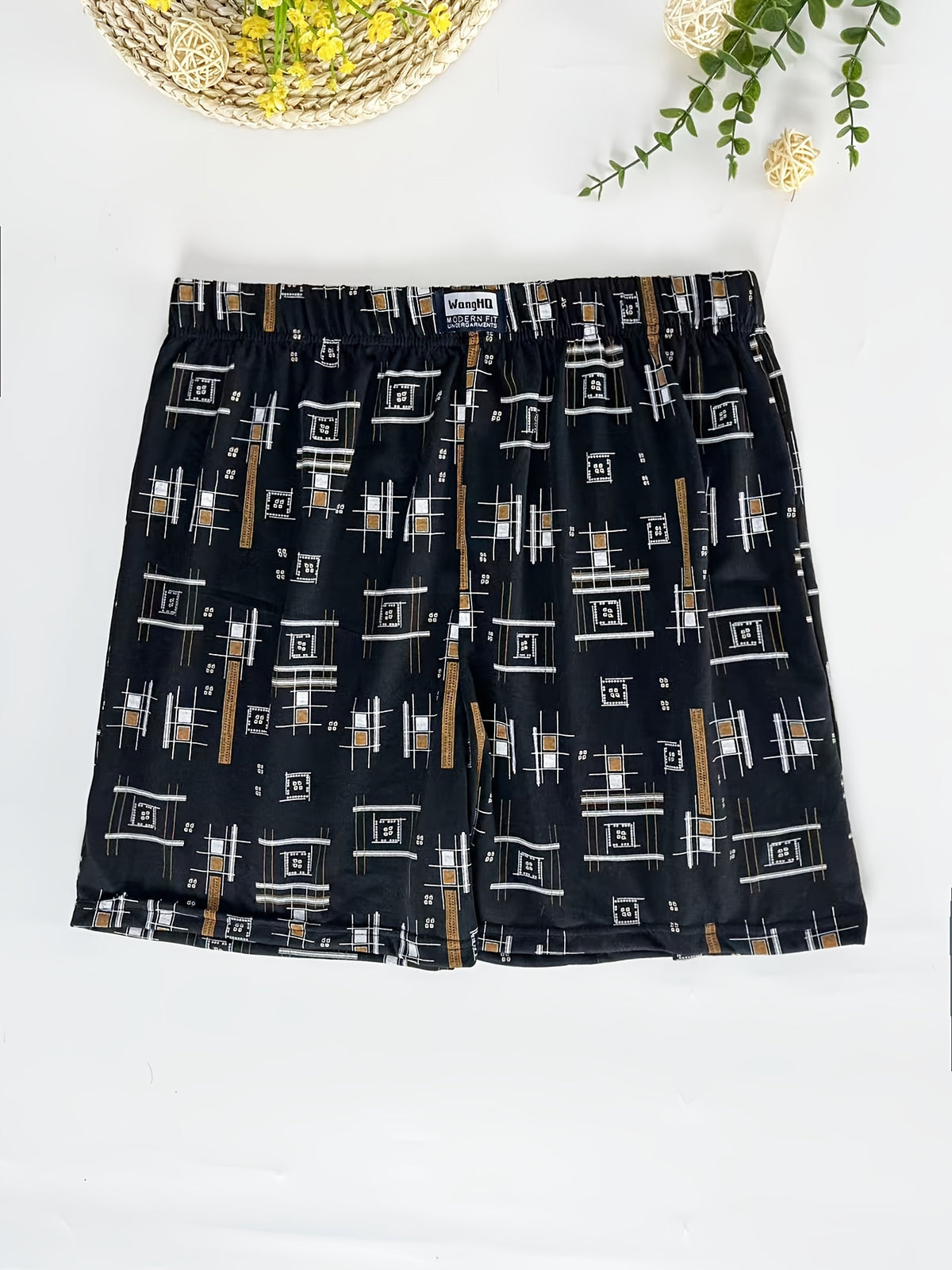 Boxer large de sport microfibre homme — lot de 5, géométrique