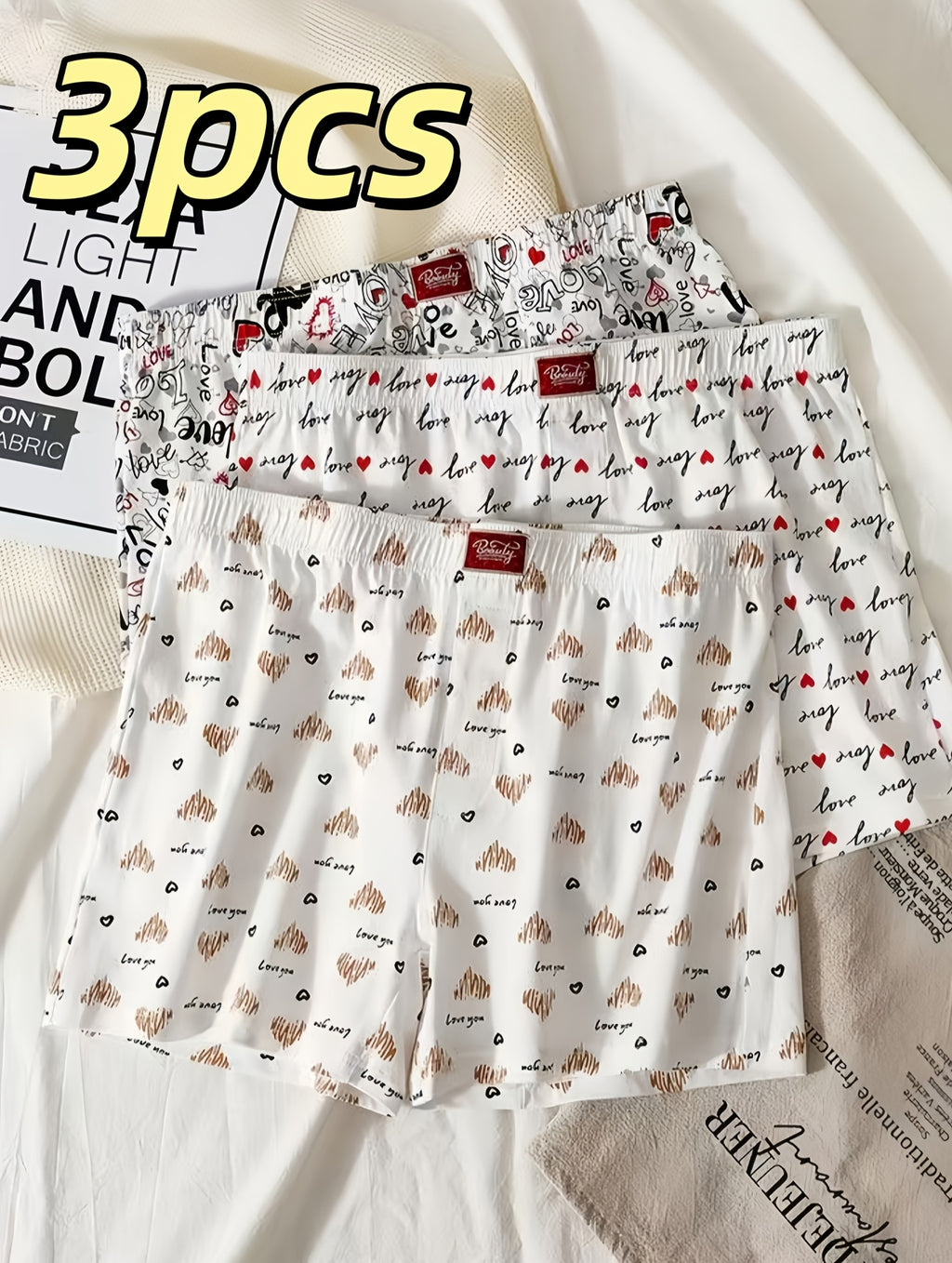 Boxer de sport respirant coton homme — lot de 3, blanc