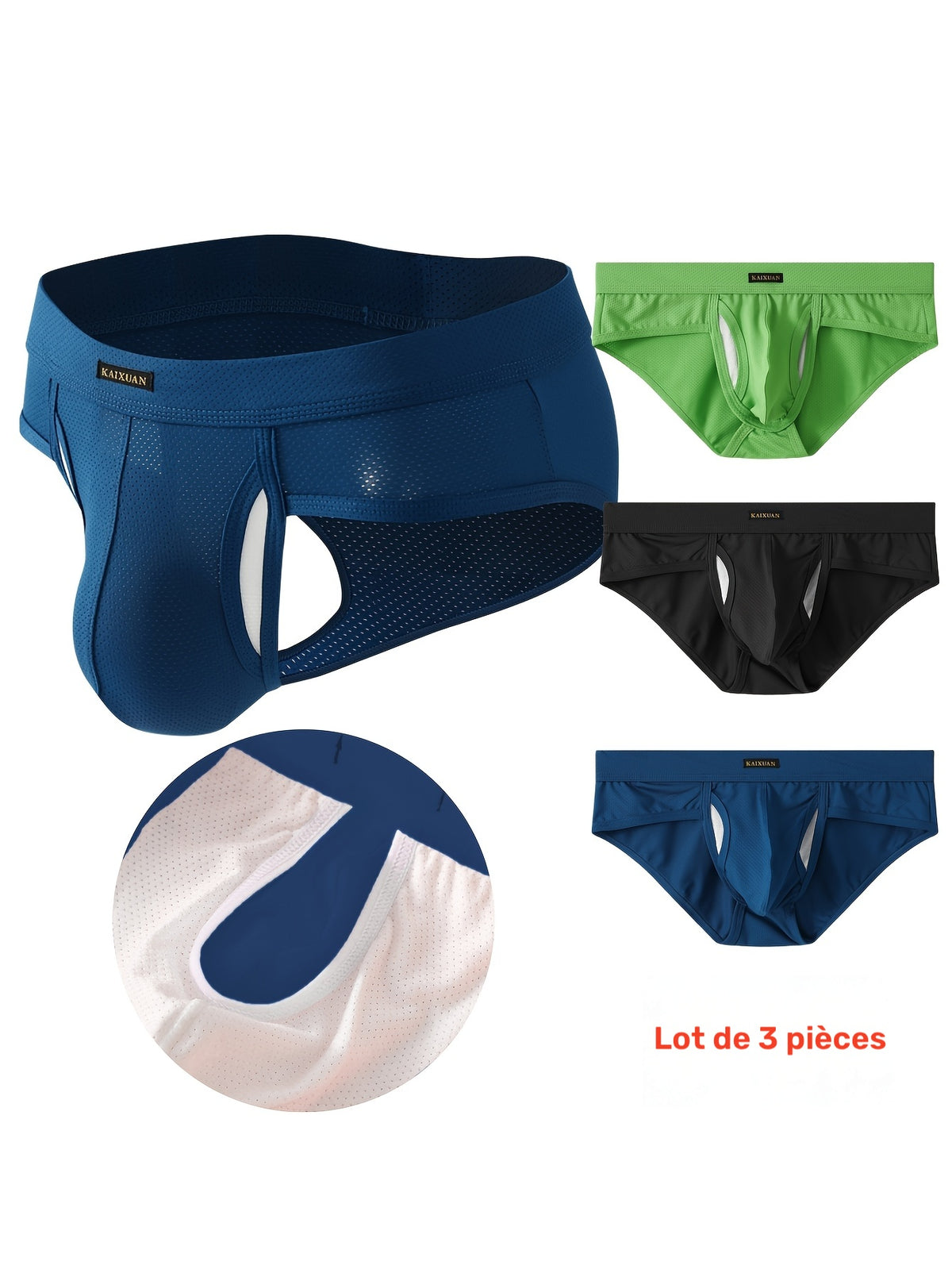 Slip de sport respirant microfibre homme — lot de 3, uni, du S au XL