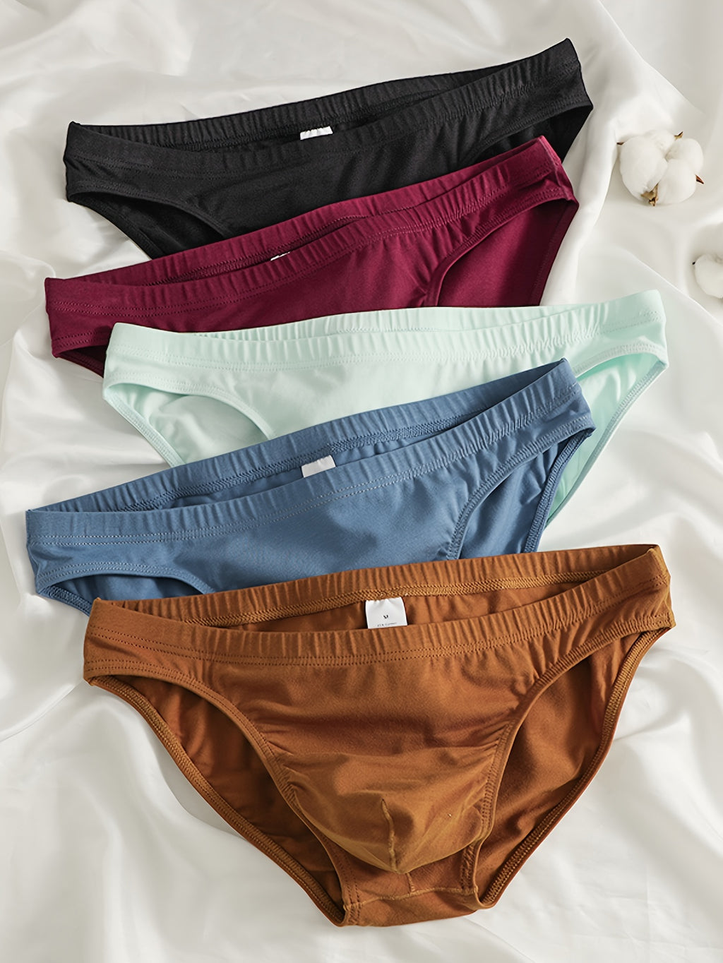 Slip long respirant coton homme — lot de 5, uni