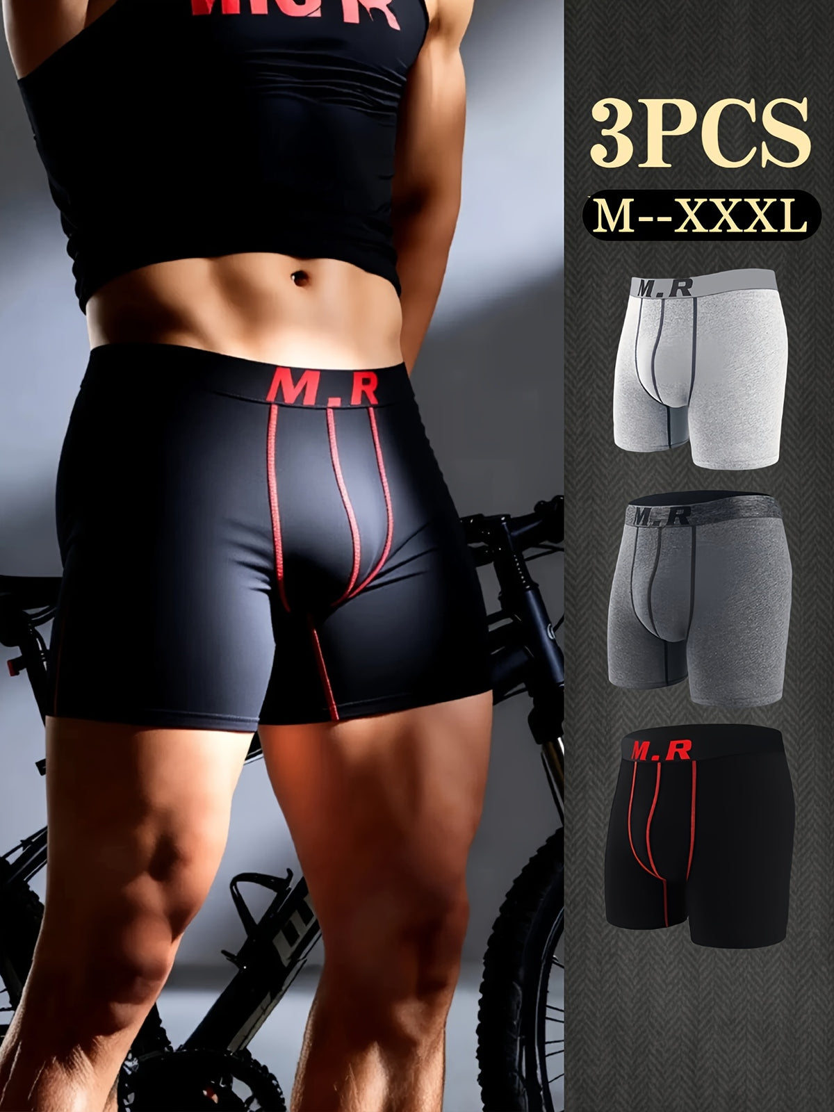 Boxer de sport respirant coton homme — lot de 3, uni, assortiment S
