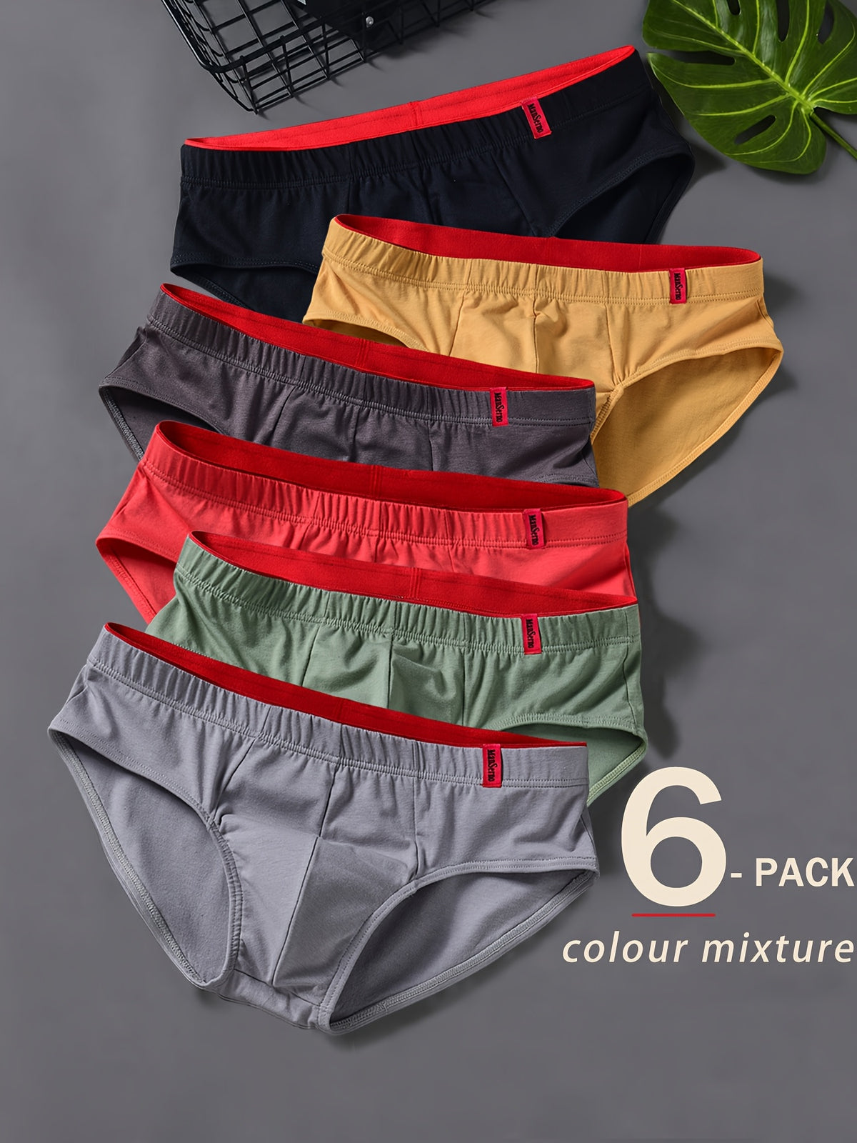 Slip coton homme — lot de 6, peu extensible, lavage à la main, 5 % d'élasthanne