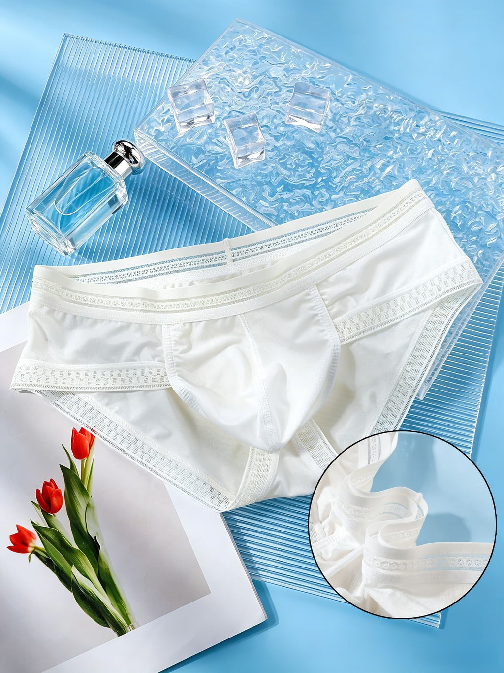Slip taille basse microfibre homme, blanc