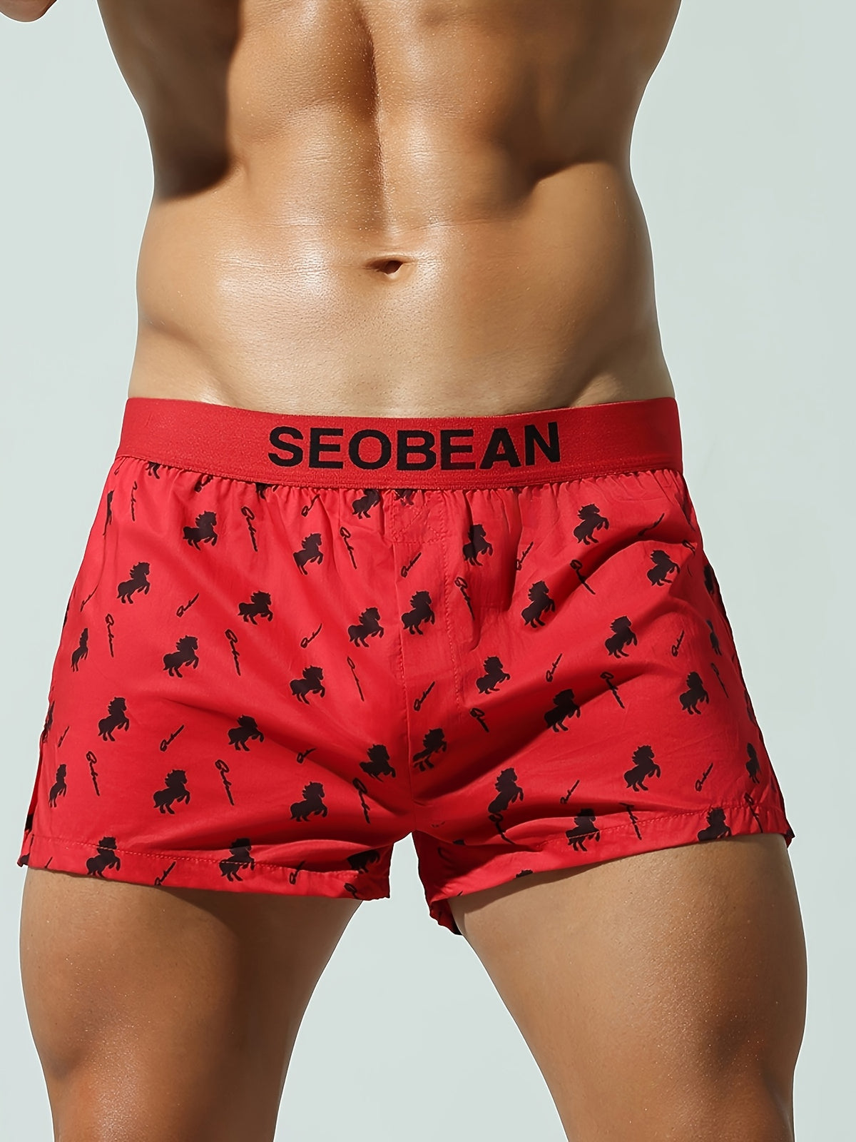 Boxer d'intérieur coton homme, 【rouge】