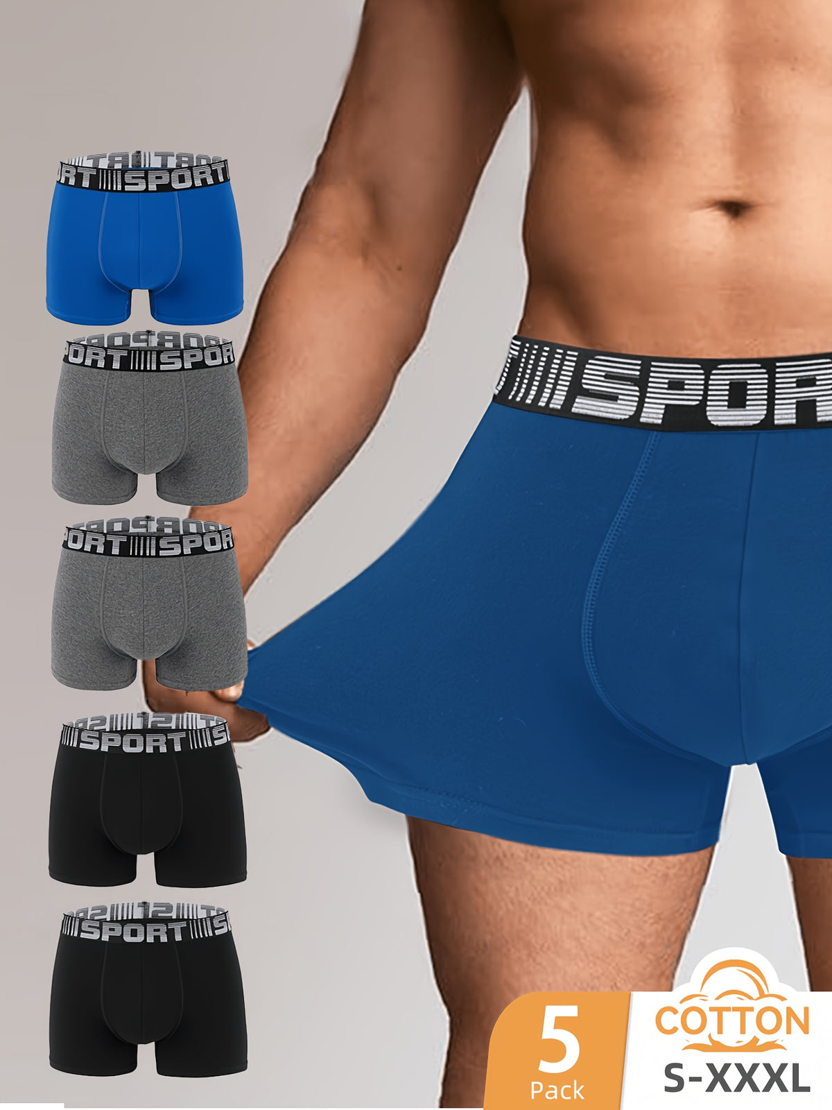 Boxer respirant coton homme — lot de 10, uni