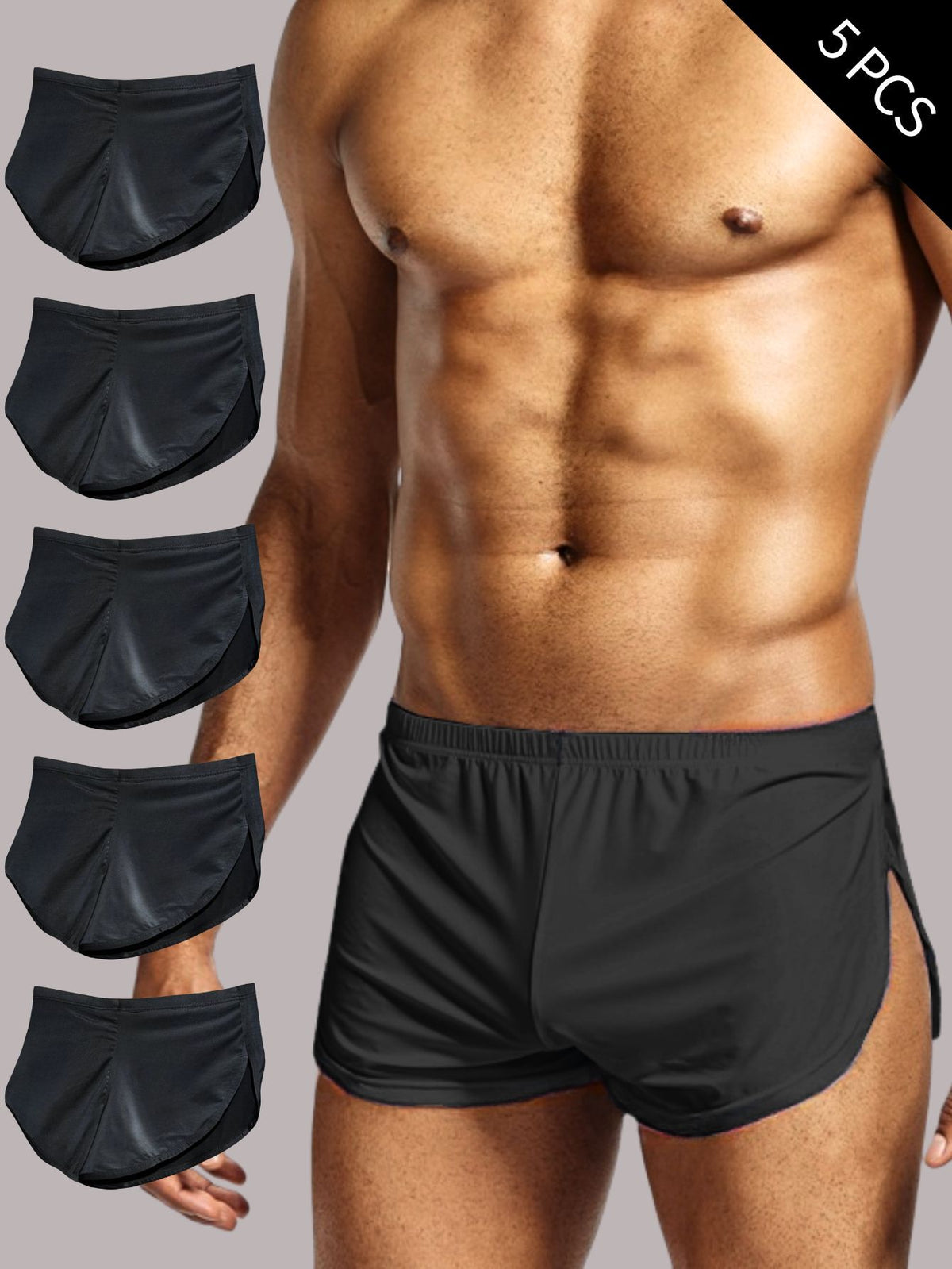 Boxer de sport microfibre homme — lot de 5, 【noir】