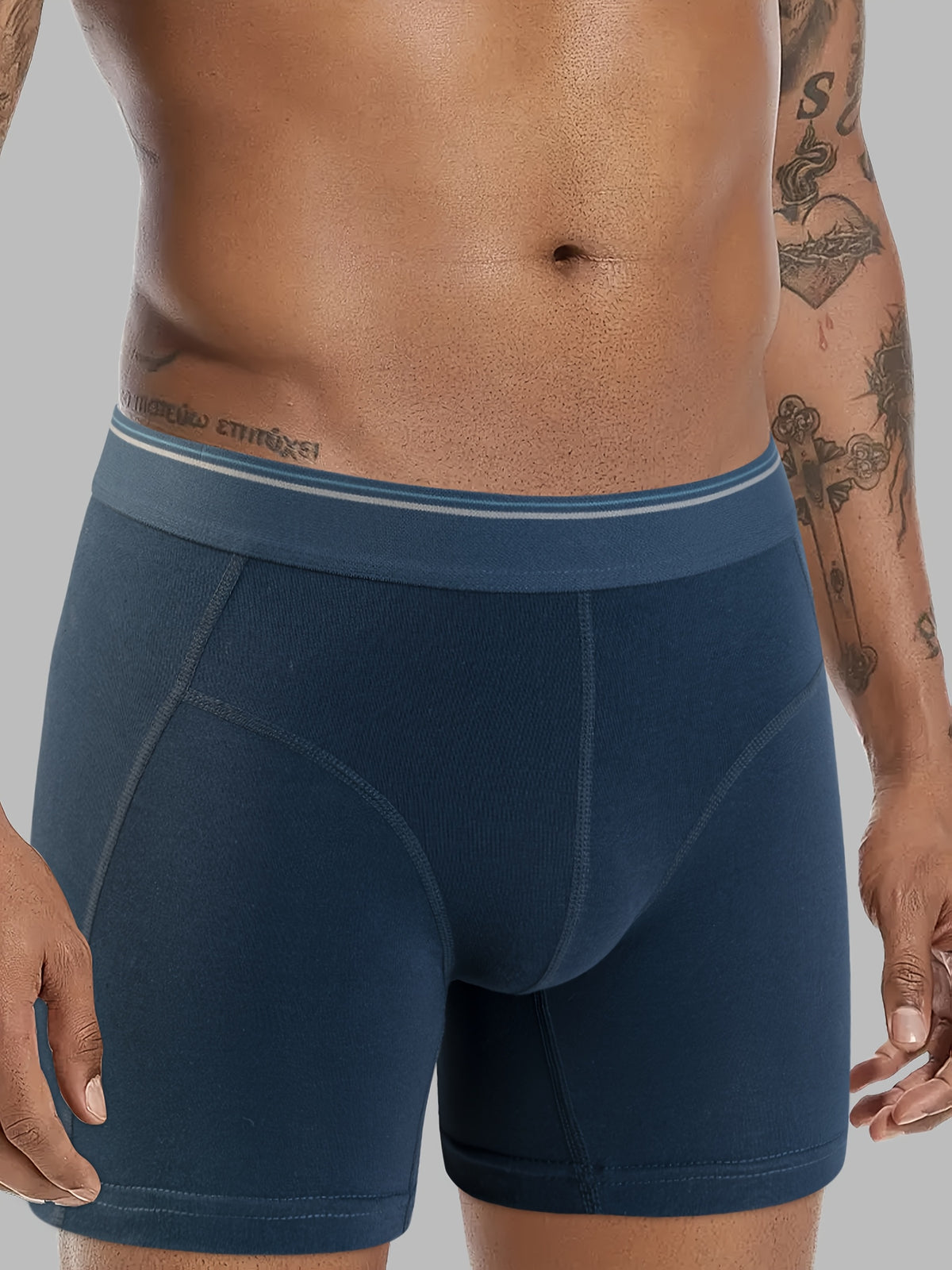 Boxer long de sport coton homme — lot de 3, rayé