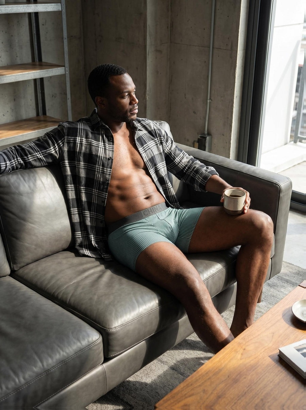 Boxer sans couture large microfibre homme — lot de 6, rayé