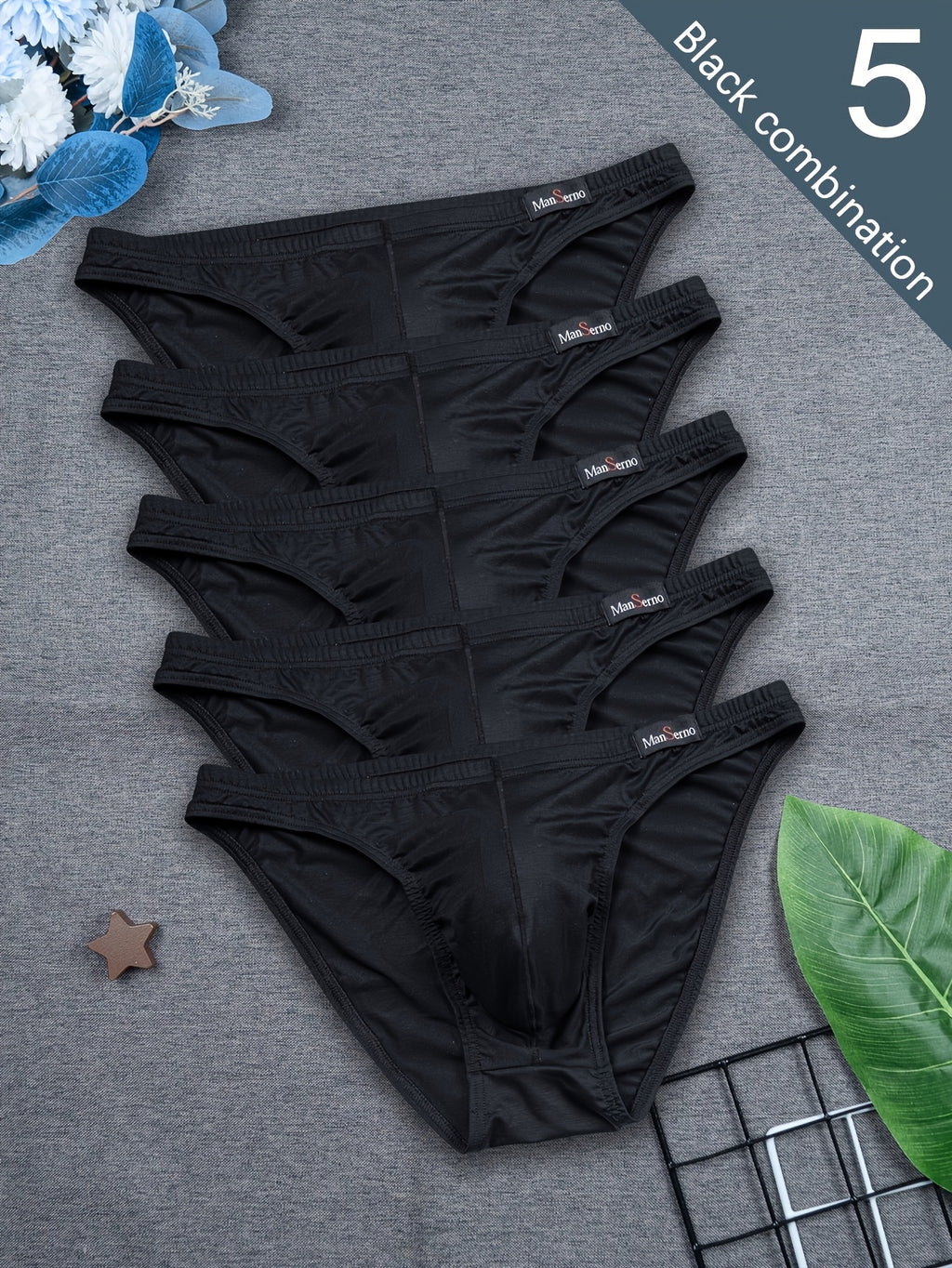 Slip respirant bambou homme — lot de 5, uni, du S au XXL