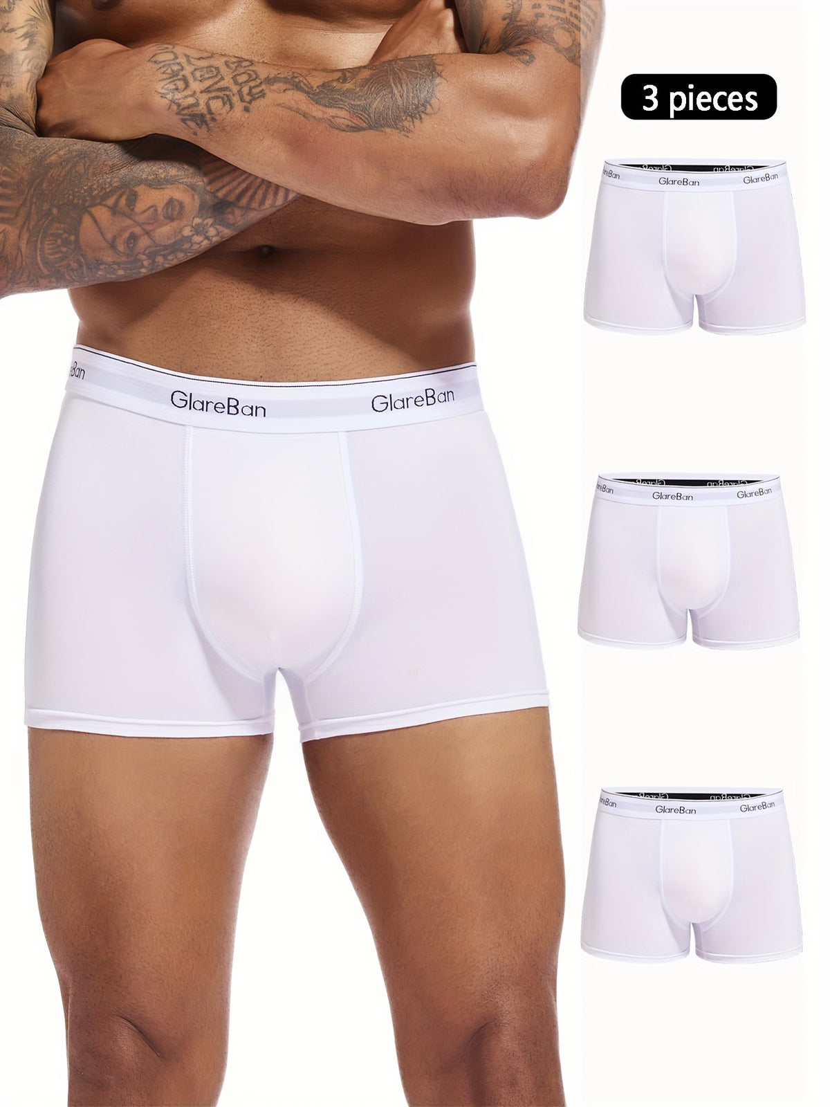 Boxer respirant microfibre homme — lot de 3, uni, du S au XXL