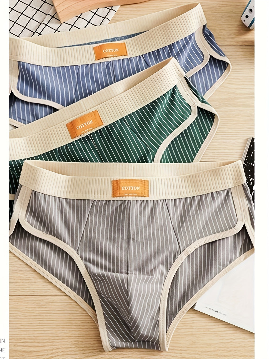 Slip grande taille de sport coton homme — lot de 6, rayé
