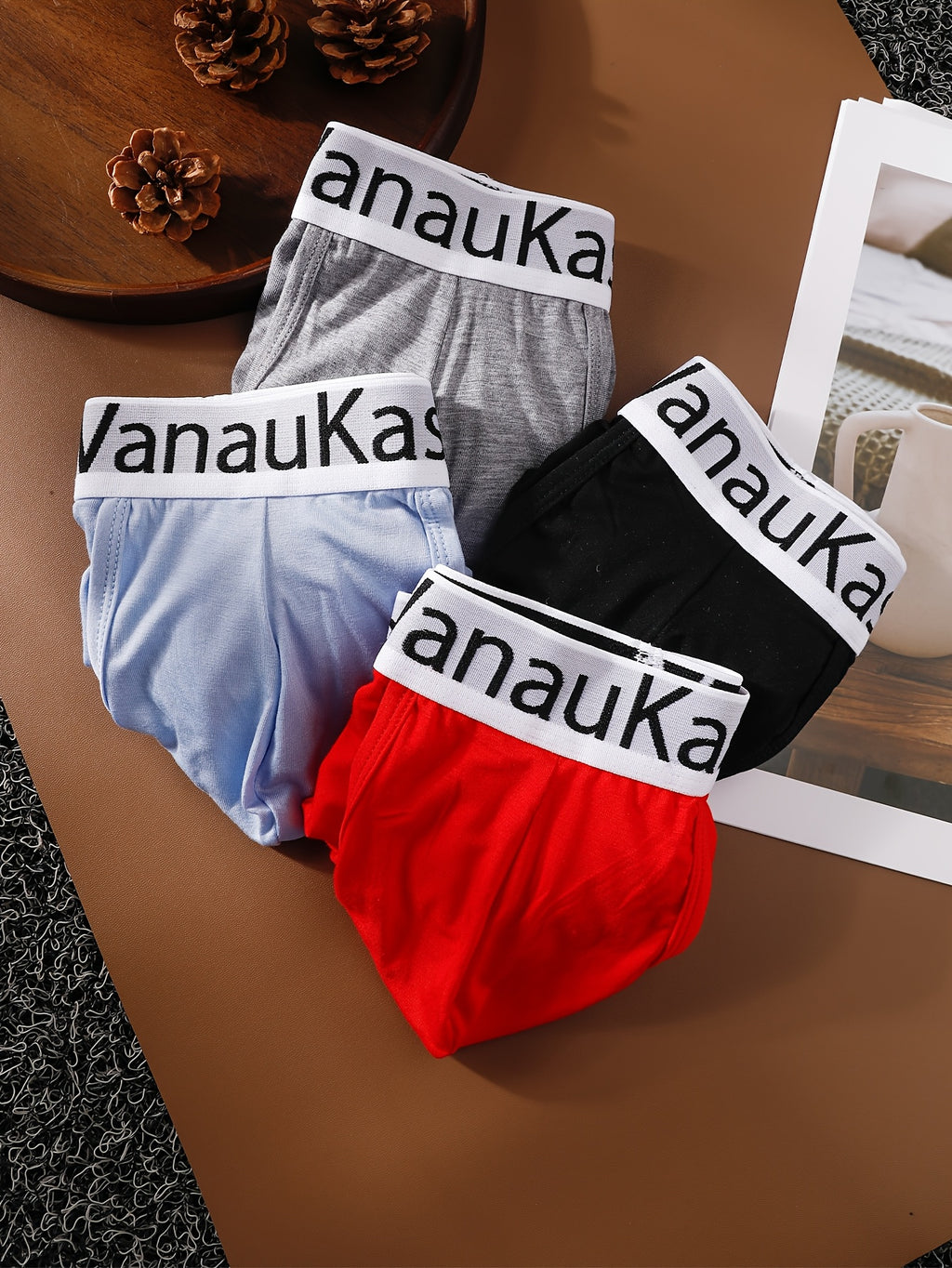 Boxer de sport bambou homme — lot de 4, uni