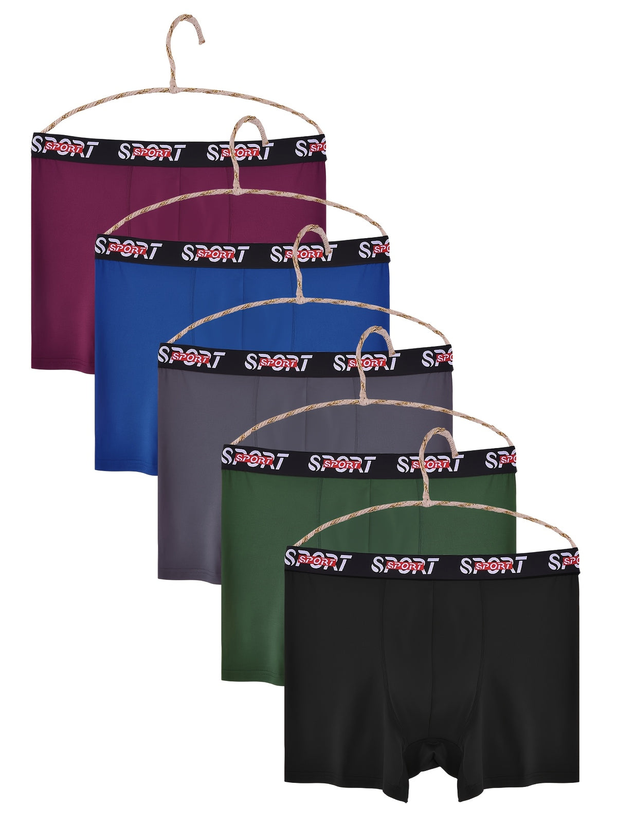 Boxer grande taille de sport microfibre homme — lot de 5, uni, assortiment S