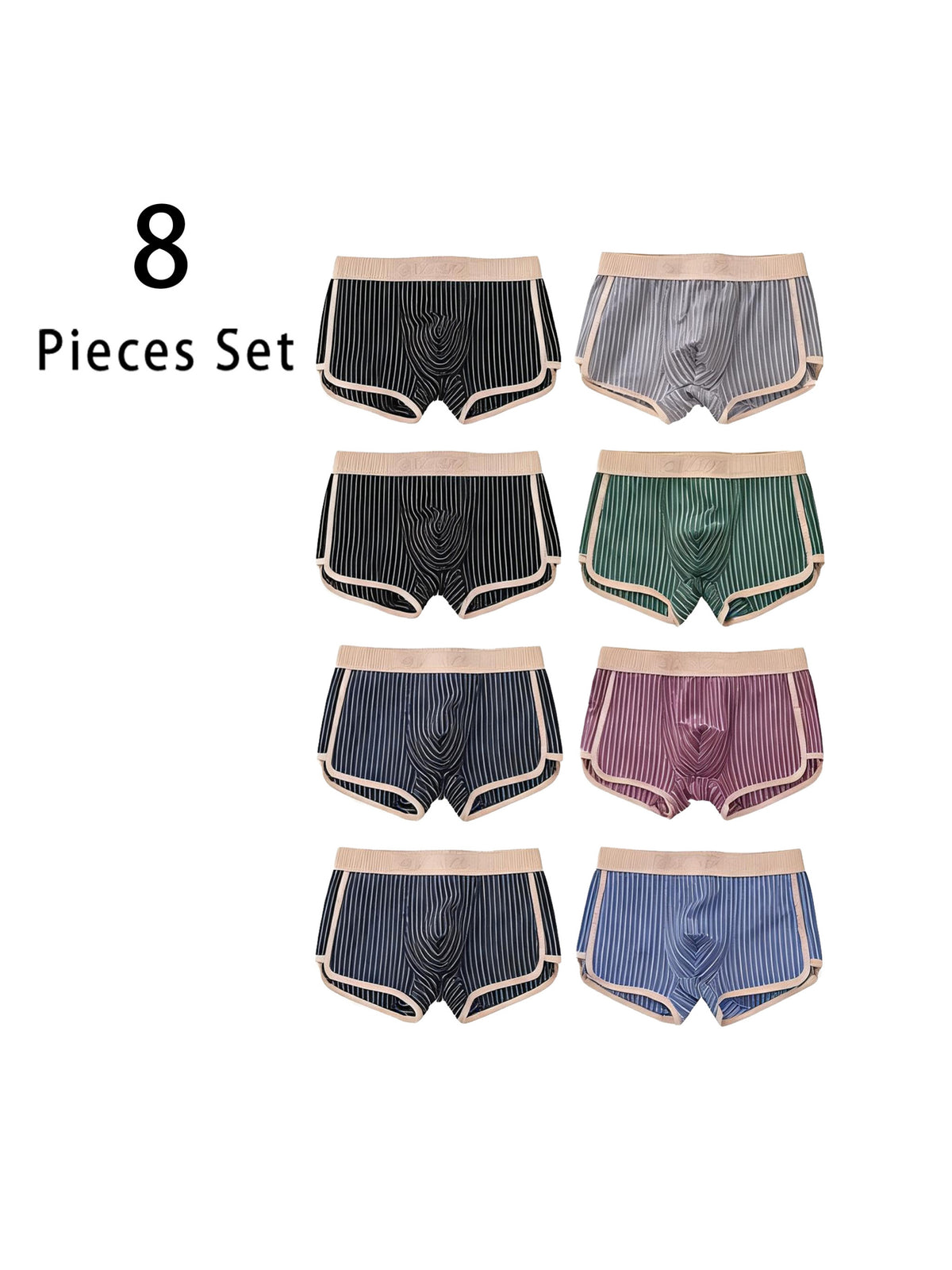 Boxer de sport respirant coton homme — lot de 8, uni