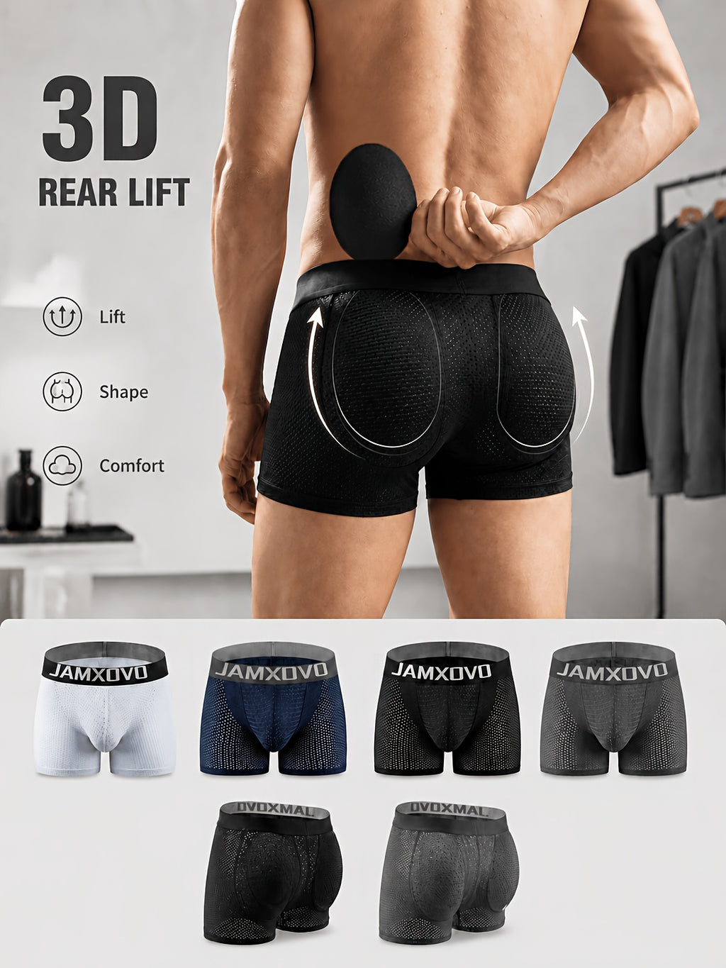 Boxer de sport séchage rapide microfibre homme — lot de 2, uni — vue 6