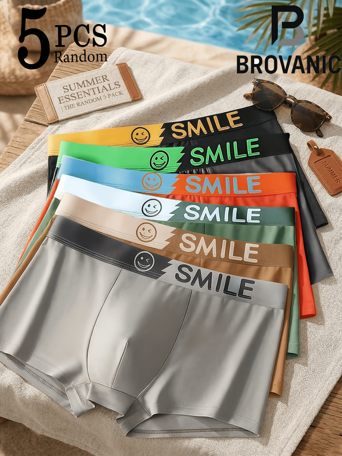Boxer respirant coton homme — lot de 5, variétés assorties