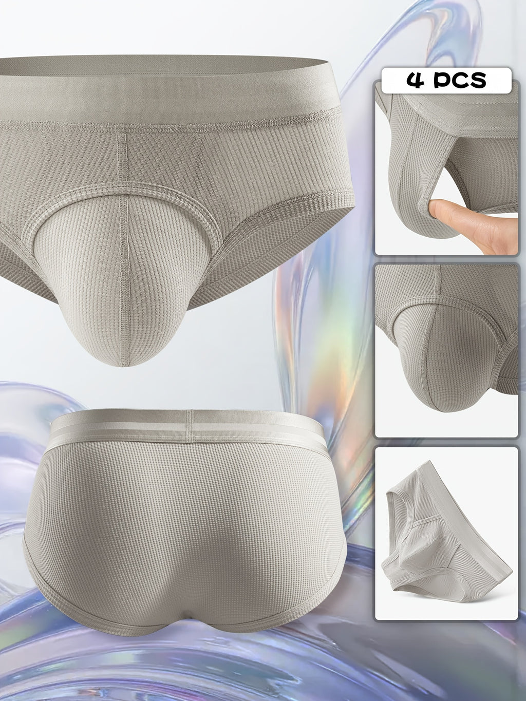 Slip respirant bambou homme — lot de 4, uni, assortiment A