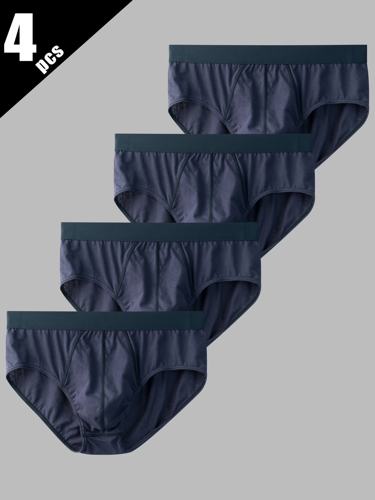 Slip coton homme — lot de 4, uni, du XS au XL