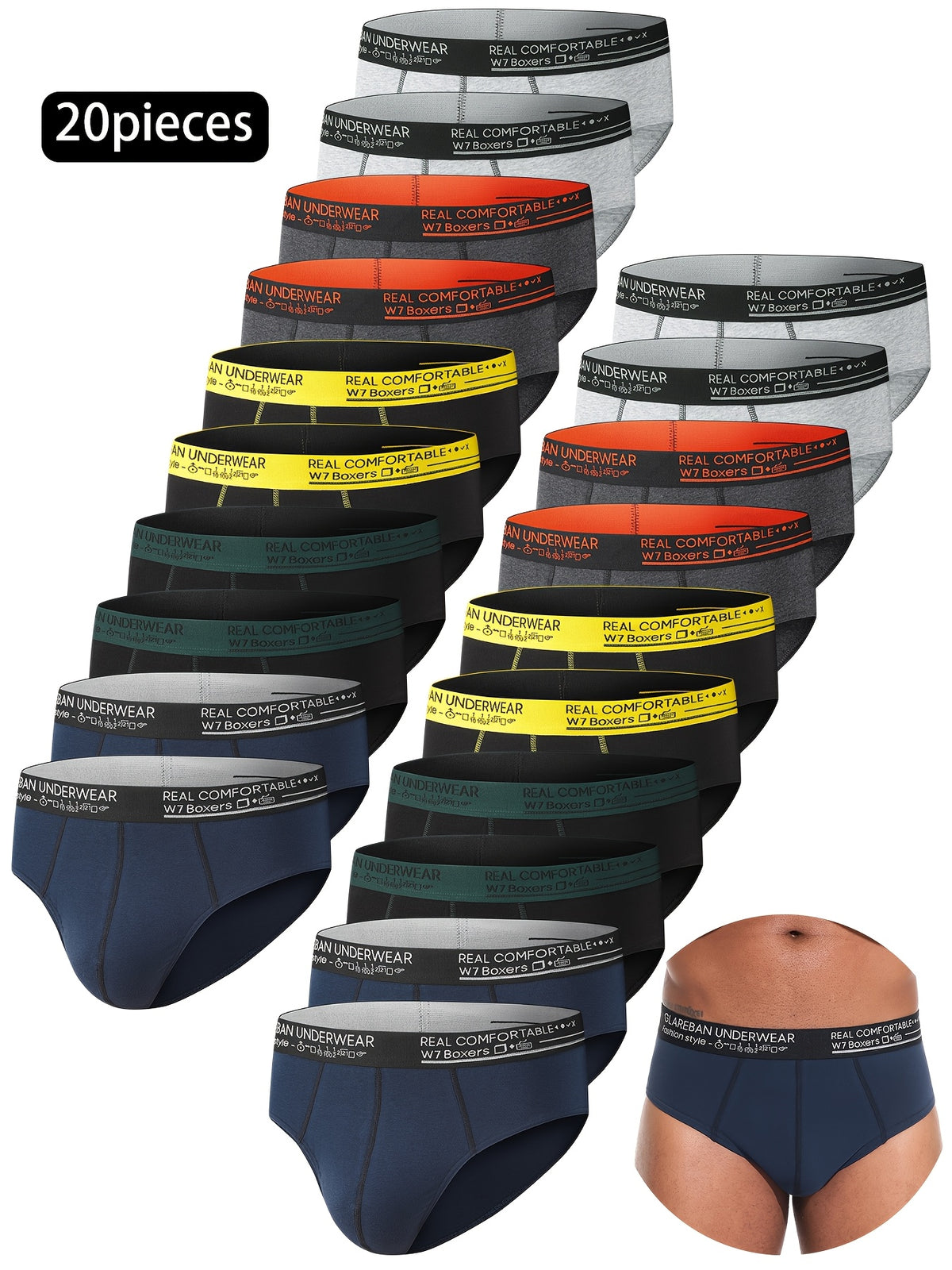 Slip coton homme — lot de 20, uni