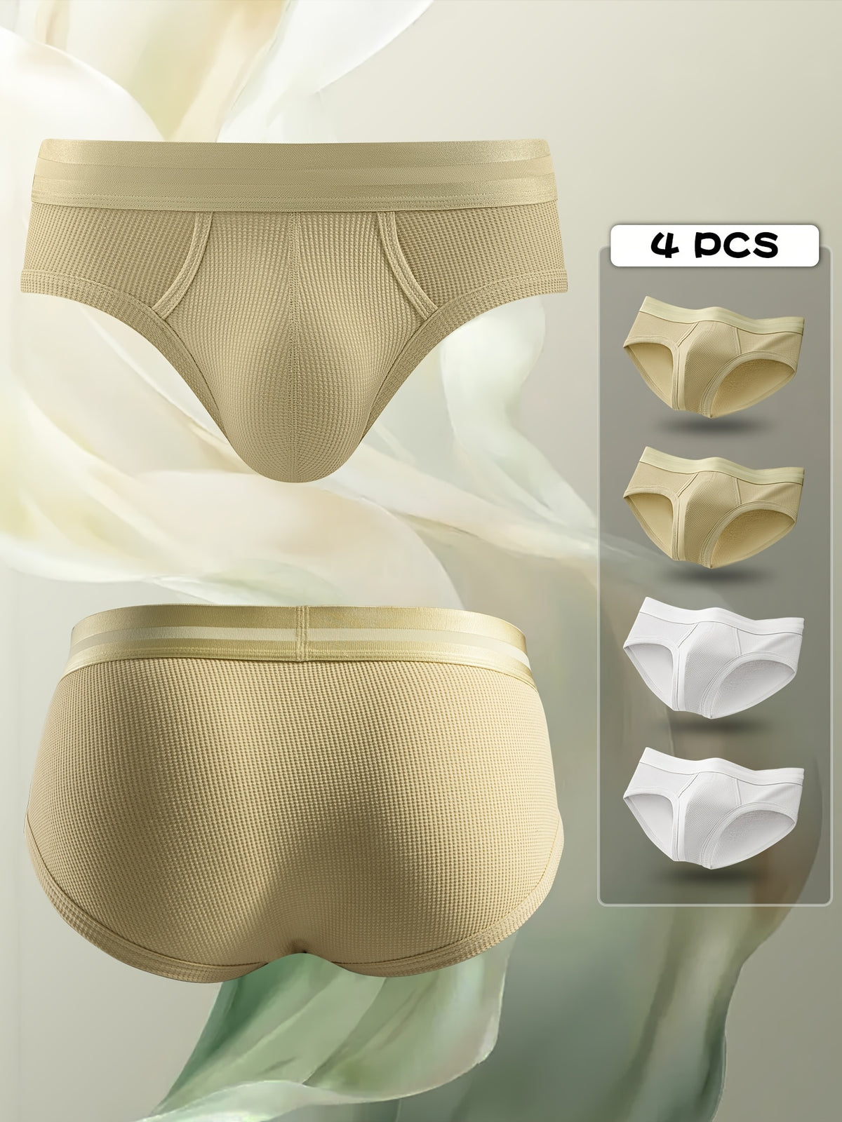 Slip respirant bambou homme — lot de 4, uni, assortiment A