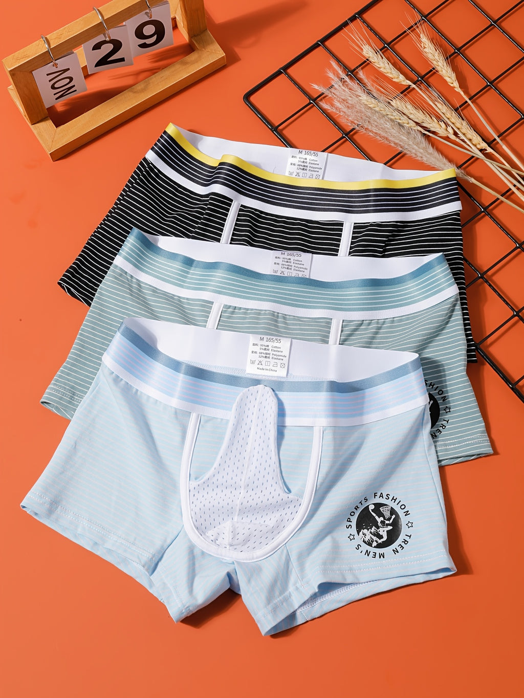 Boxer de sport coton homme — lot de 3, imprimé