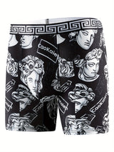 Boxer long géométrique microfibre homme — lot de 5, 5 % d'élasthanne, maille opaque