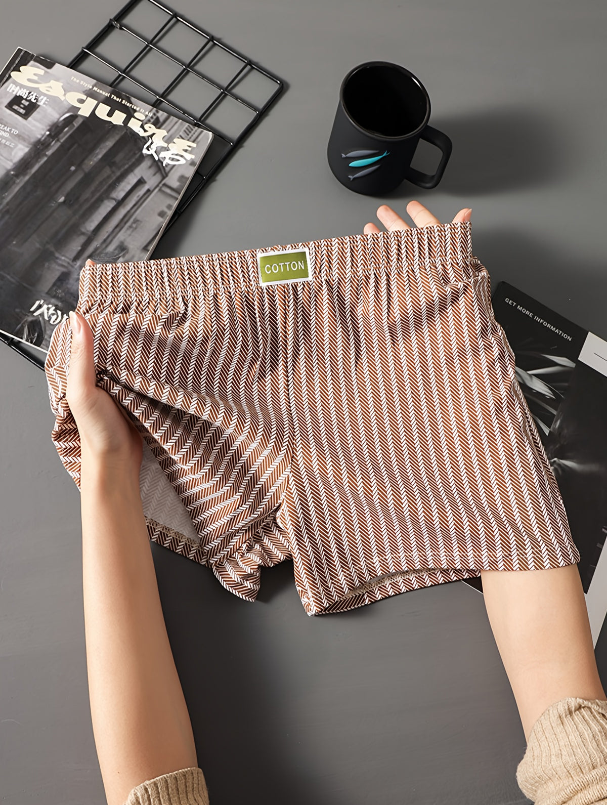 Boxer large d'intérieur coton homme — lot de 3, rayé