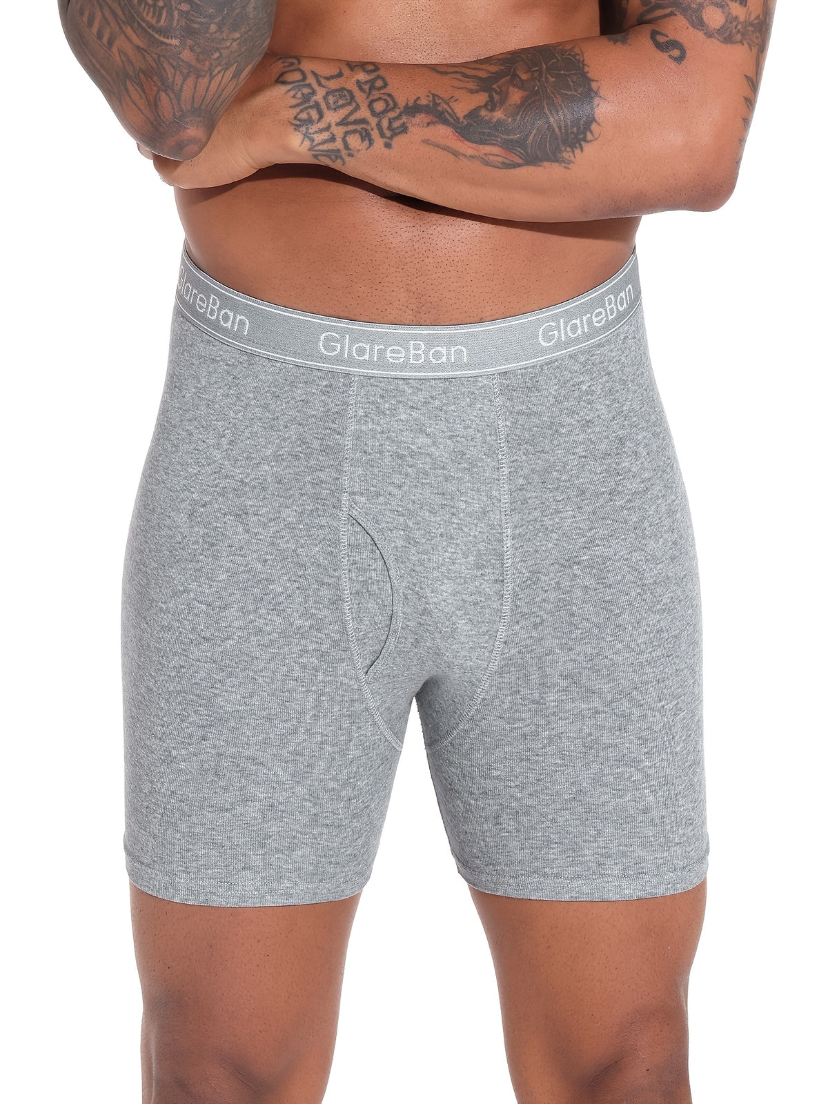 Boxer long coton homme — lot de 3, uni, assortiment S