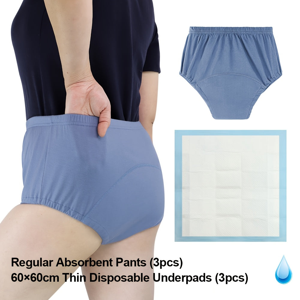 [Lot de 3 Bleu] + [Culottes d'entraînement jetables fines 60*60 - Lot de 3]