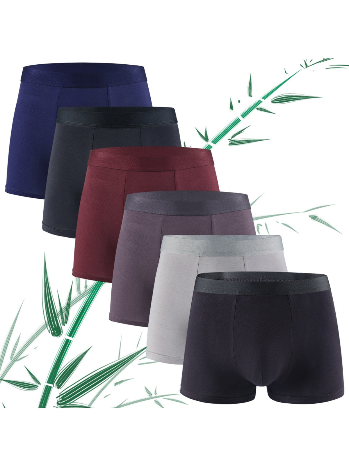 Boxer de sport respirant bambou homme — lot de 6, uni