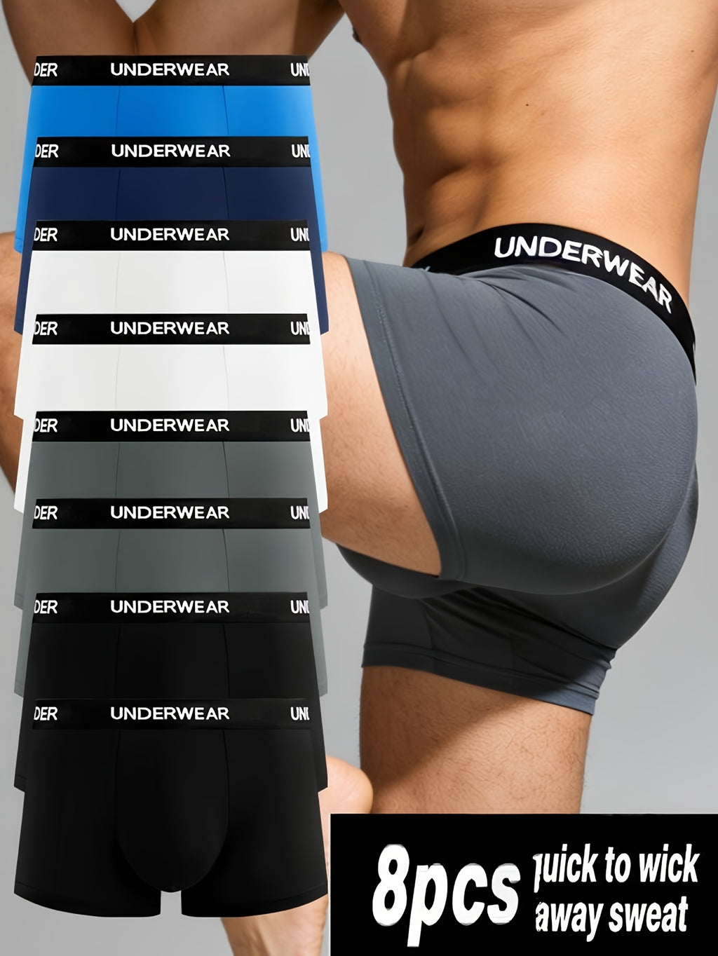 Boxer microfibre homme — lot de 8, uni
