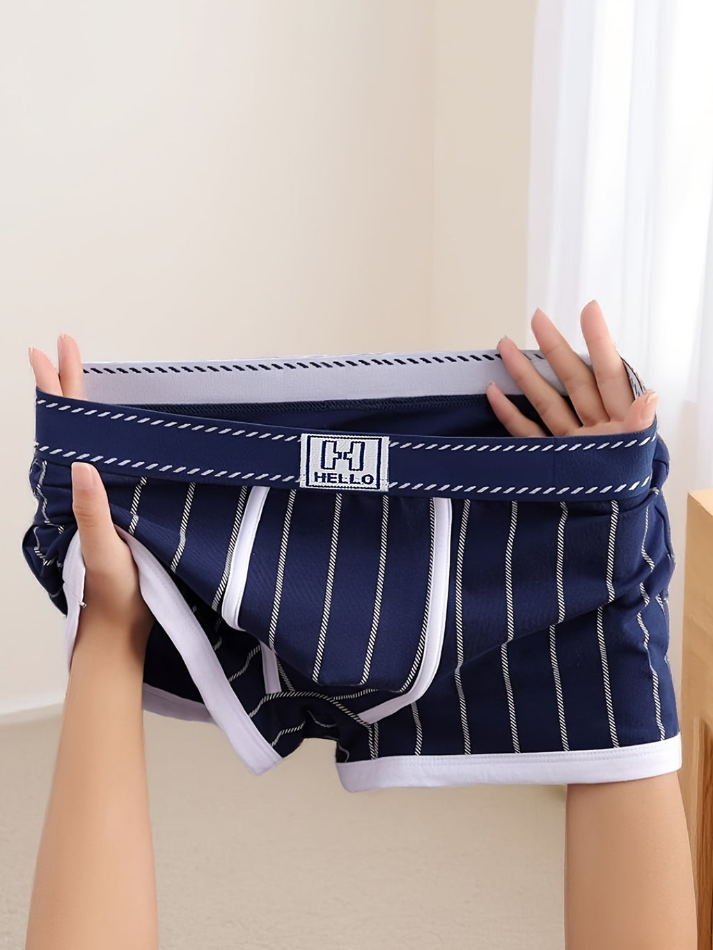 Boxer de sport respirant coton homme — lot de 6, rayé
