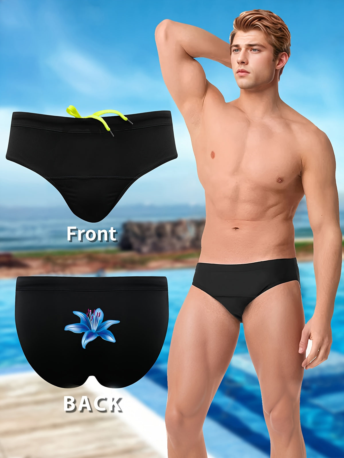 Slip de sport séchage rapide microfibre homme, 【noir】