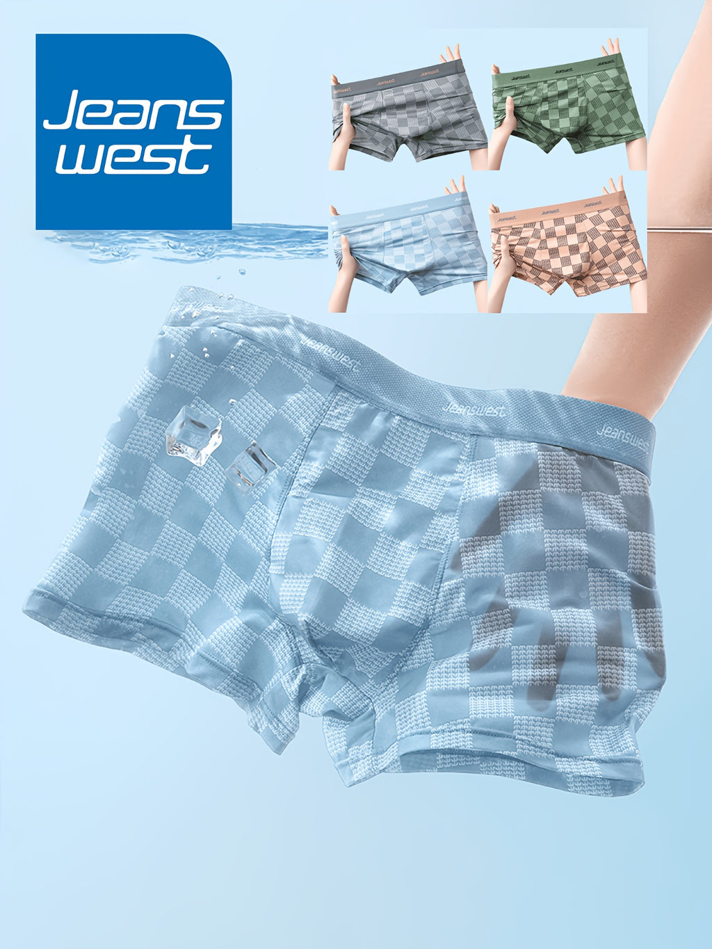 Boxer microfibre homme — lot de 4, à carreaux