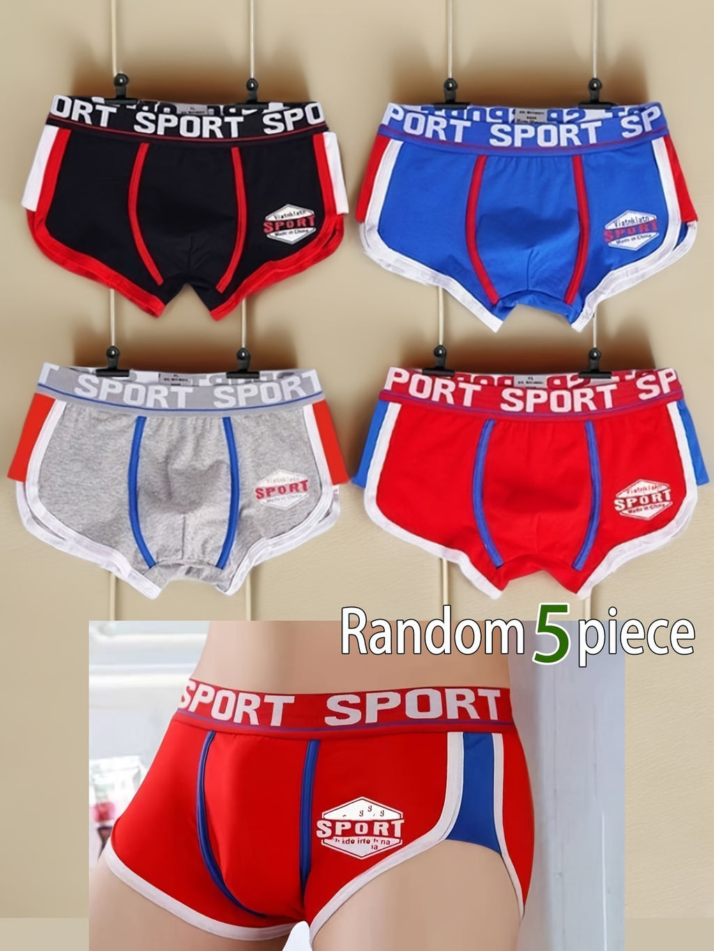 Boxer coton homme — lot de 5, uni