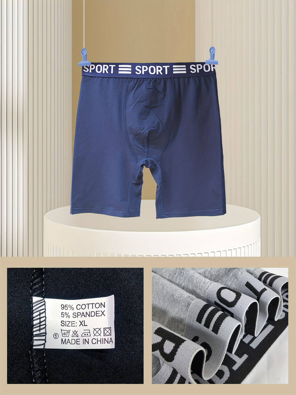 Boxer respirant coton homme — lot de 5, uni, du S au XXL