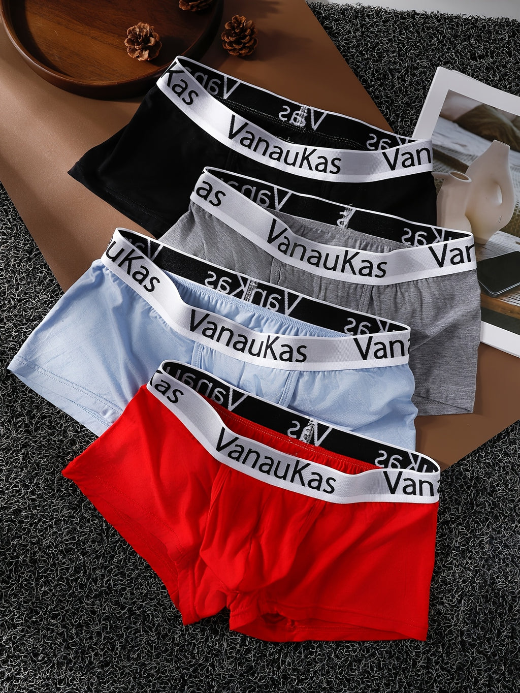 Boxer de sport bambou homme — lot de 4, uni