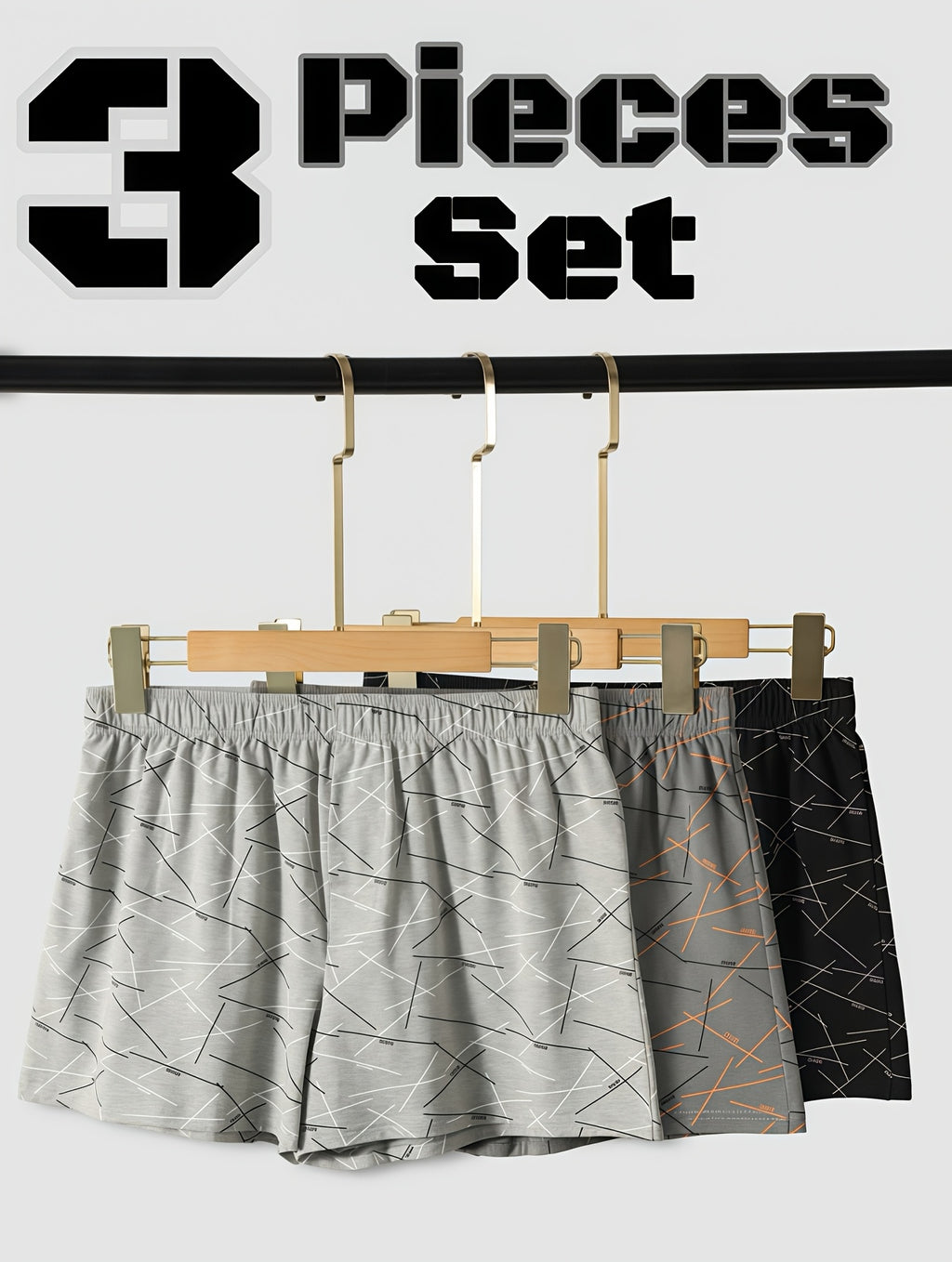 Boxer coton homme — lot de 3, imprimé, assortiment S, du S au XL