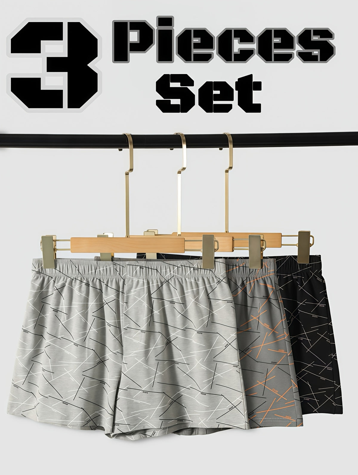 Boxer coton homme — lot de 3, imprimé, assortiment S, du S au XL