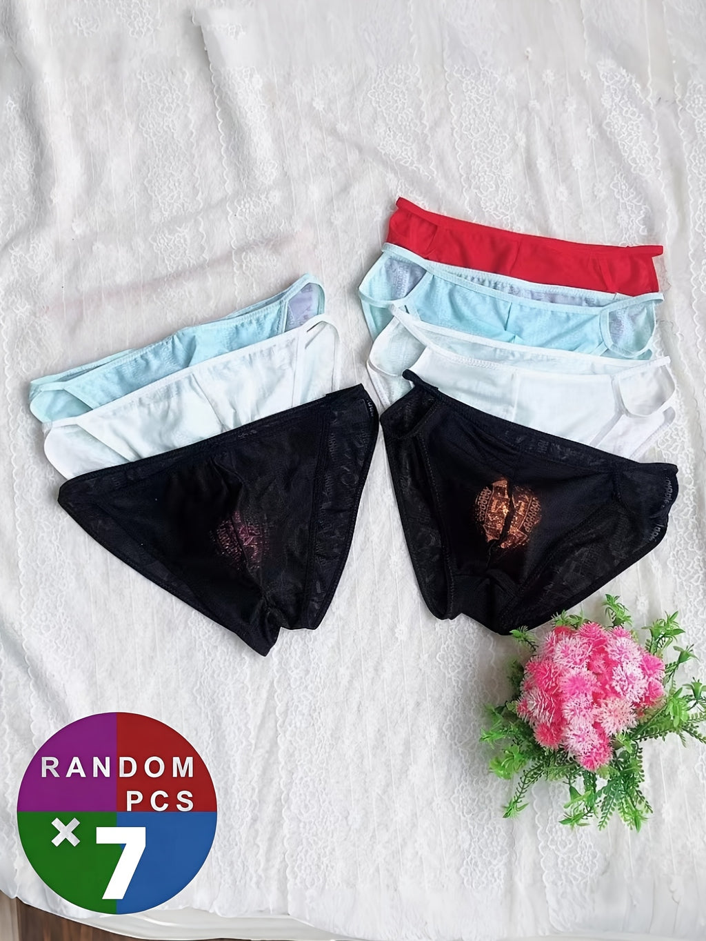 Slip grande taille à poche de maintien microfibre homme — lot de 7, géométrique